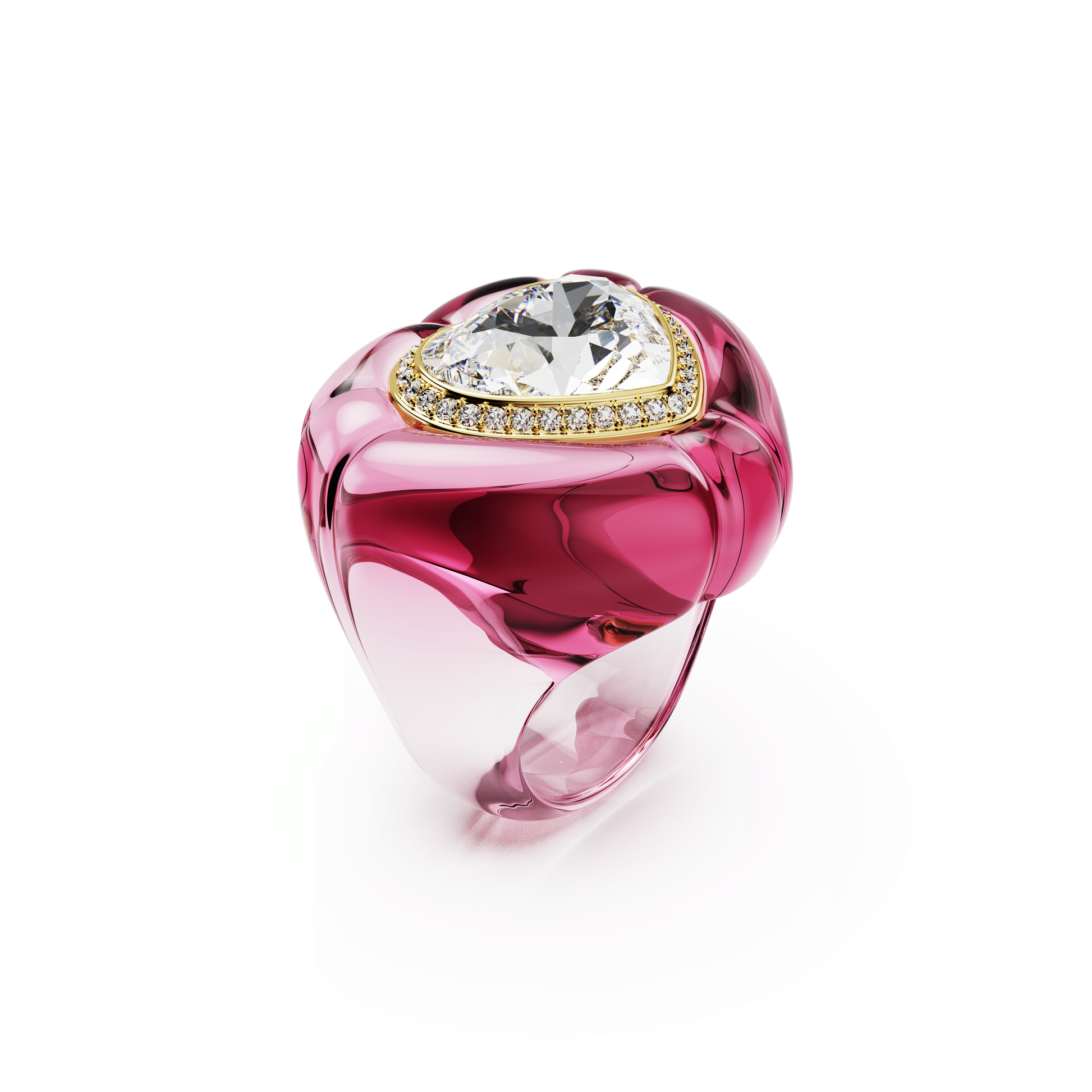 Dulcis cocktail ring, Heart cut, Pavé, Heart, Pink 5709995