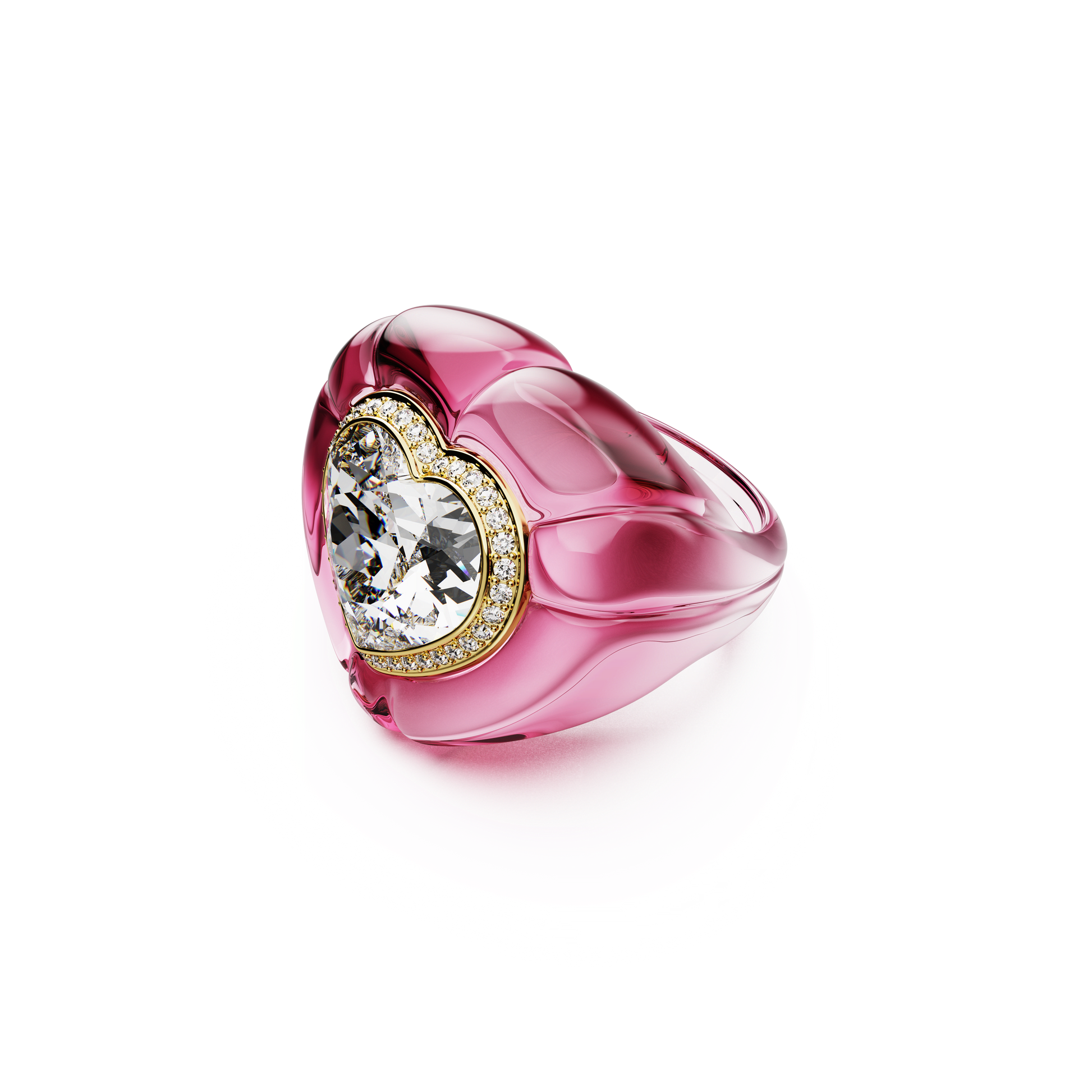 Dulcis cocktail ring, Heart cut, Pavé, Heart, Pink 5709996