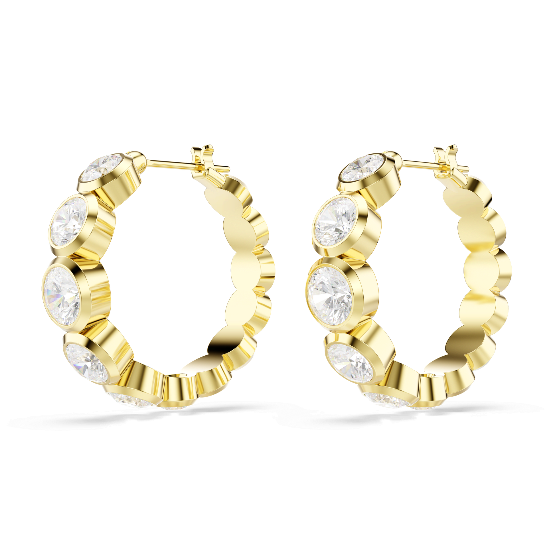 Imber hoop earrings, Round cut, White, Gold-tone plated 5711483