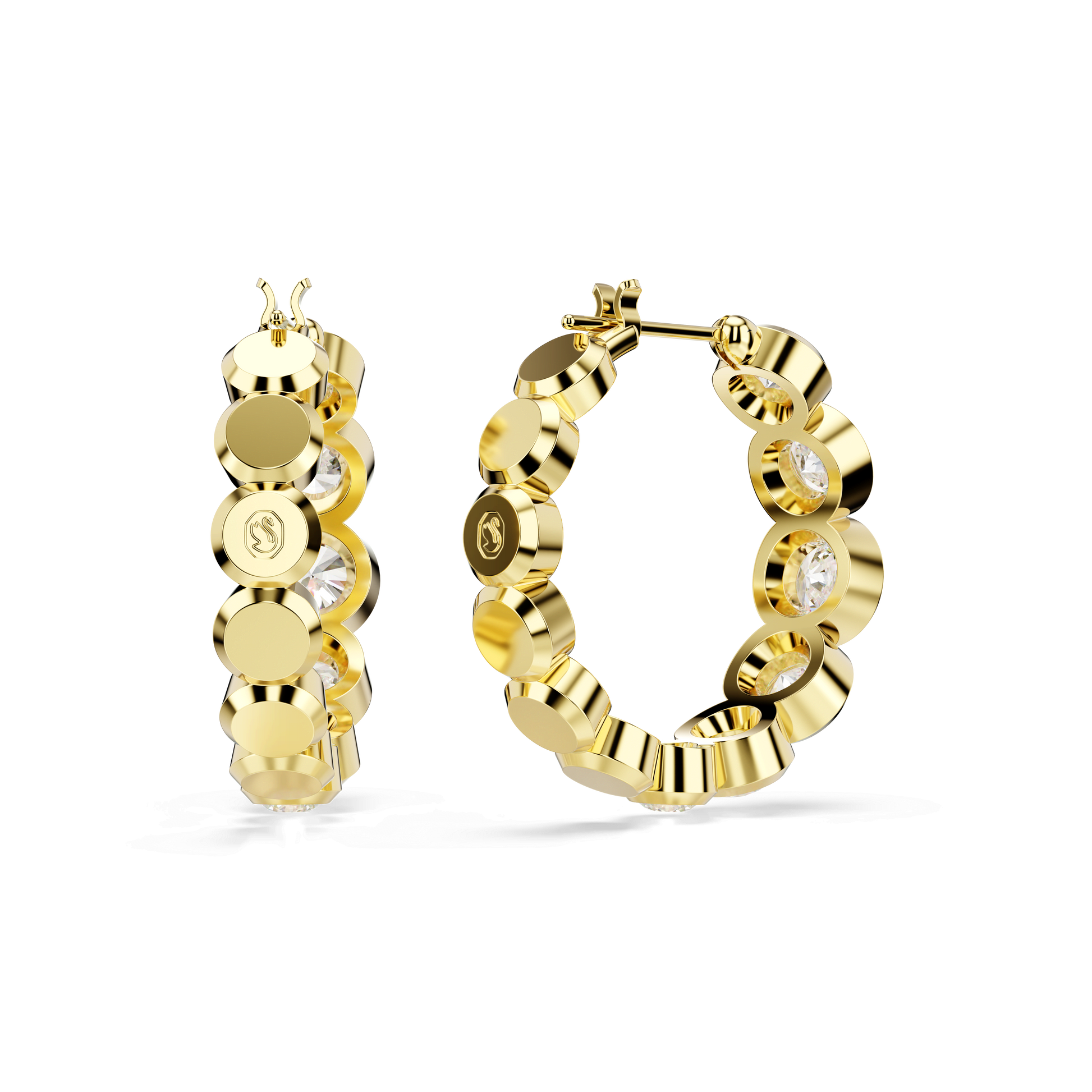 Imber hoop earrings, Round cut, White, Gold-tone plated 5711483