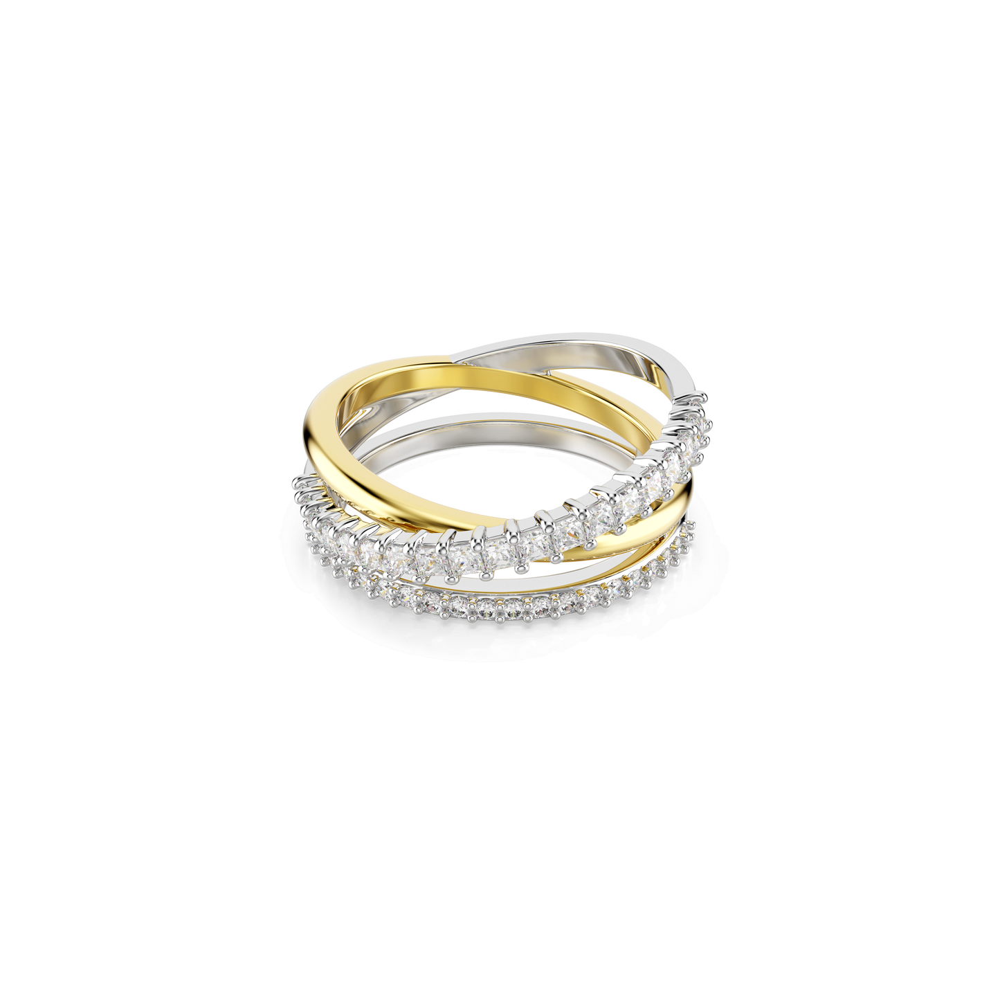 Hyperbola ring, Mixed cuts, White, Mixed metal finish 5714161