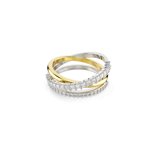 Hyperbola ring, Mixed cuts, White, Mixed metal finish 5714161