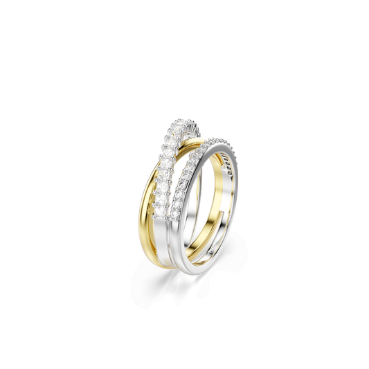 Hyperbola ring, Mixed cuts, White, Mixed metal finish 5714162