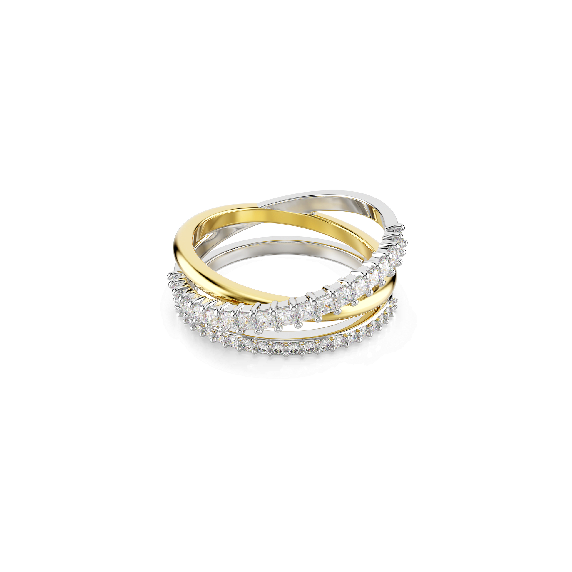 Hyperbola ring, Mixed cuts, White, Mixed metal finish 5714162