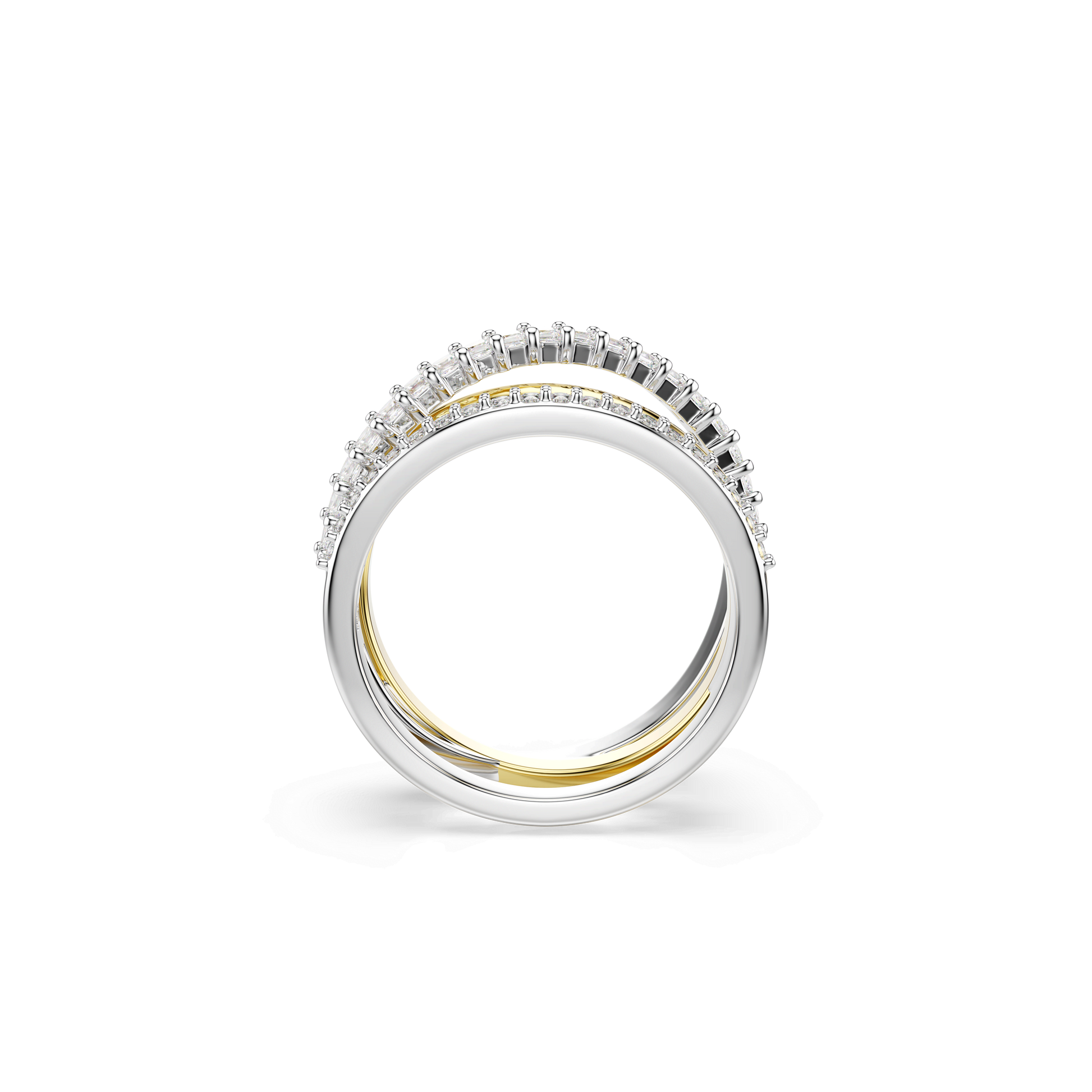 Hyperbola ring, Mixed cuts, White, Mixed metal finish 5714162