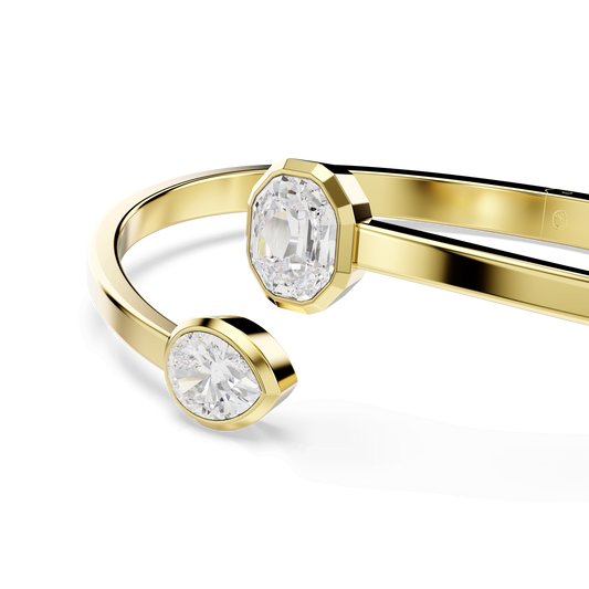 Imber bangle, Mixed cuts, White, Gold-tone plated 5714316