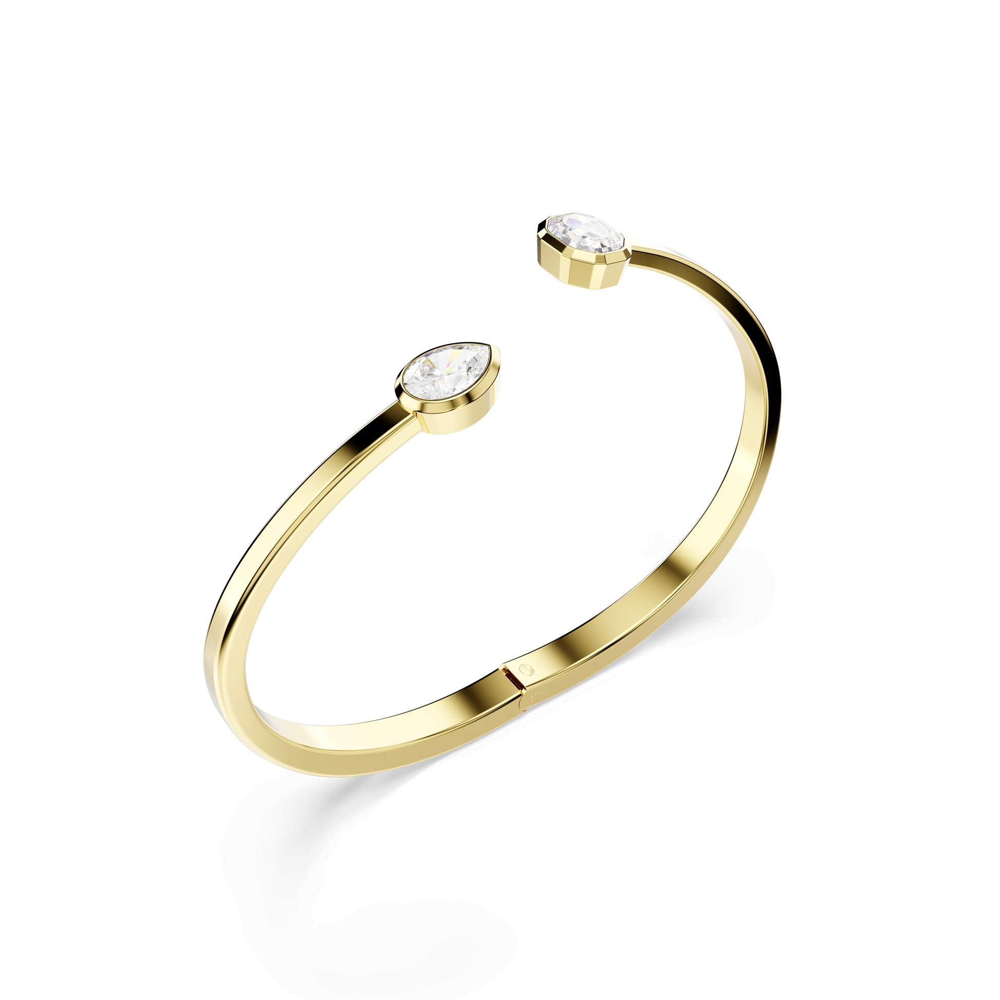 Imber bangle, Mixed cuts, White, Gold-tone plated 5714316