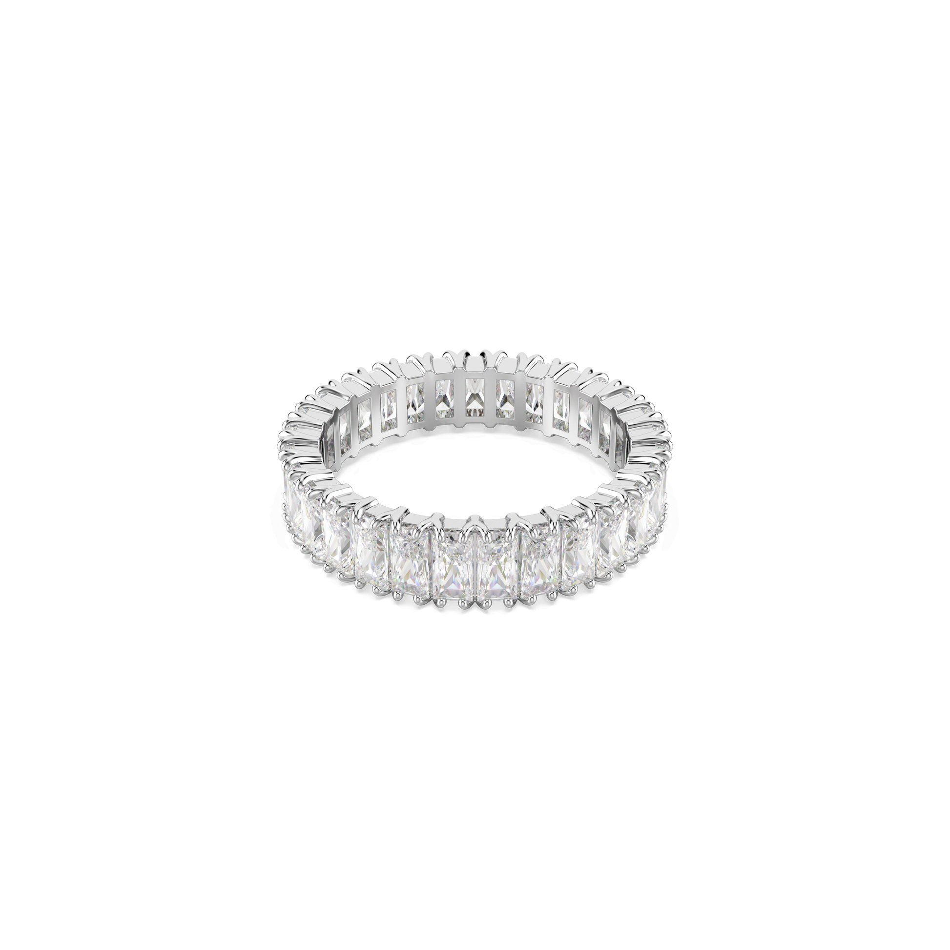 Matrix ring, Baguette cut, White, Silver-tone finish 5714333