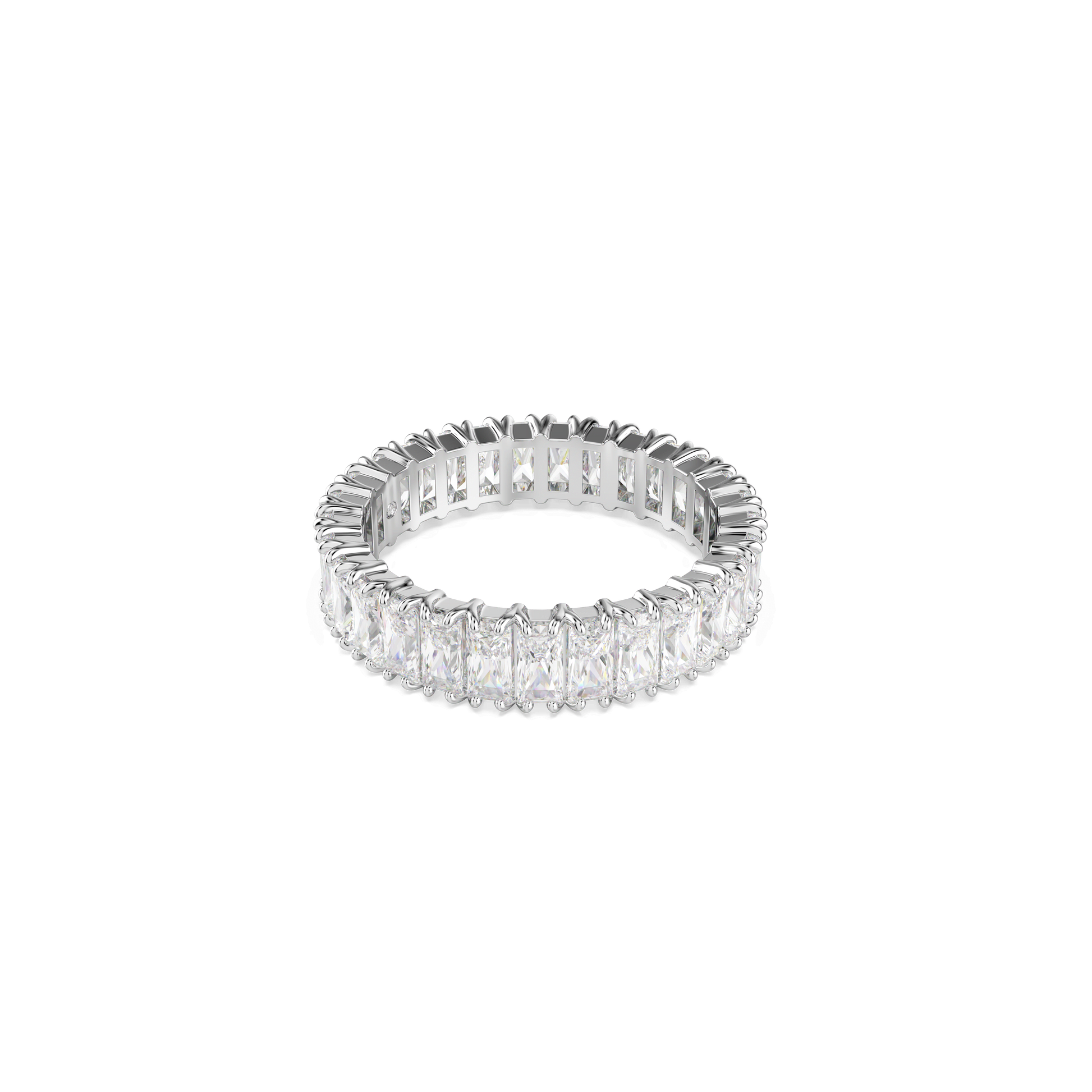 Matrix ring, Baguette cut, White, Silver-tone finish 5714333