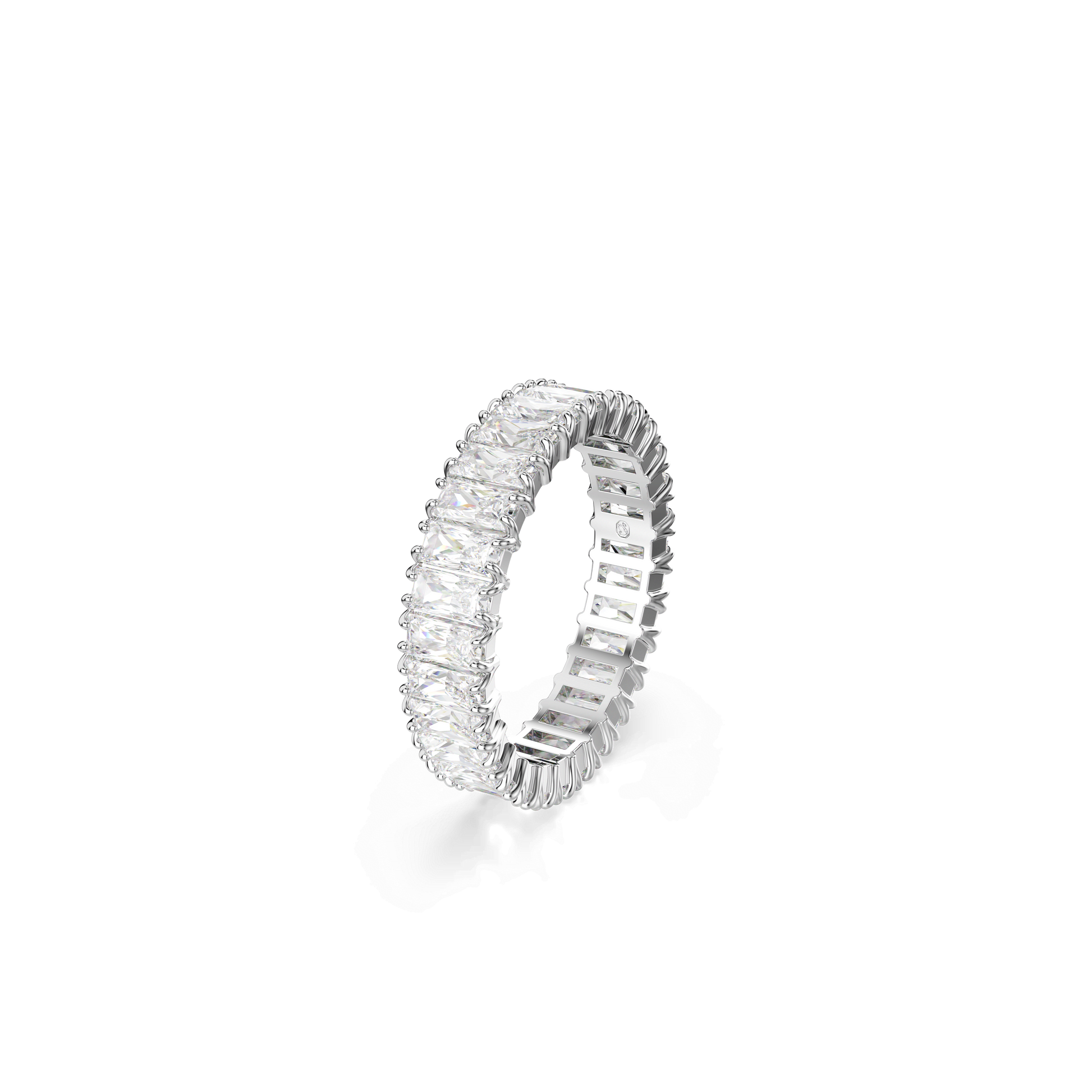 Matrix ring, Baguette cut, White, Silver-tone finish 5714336