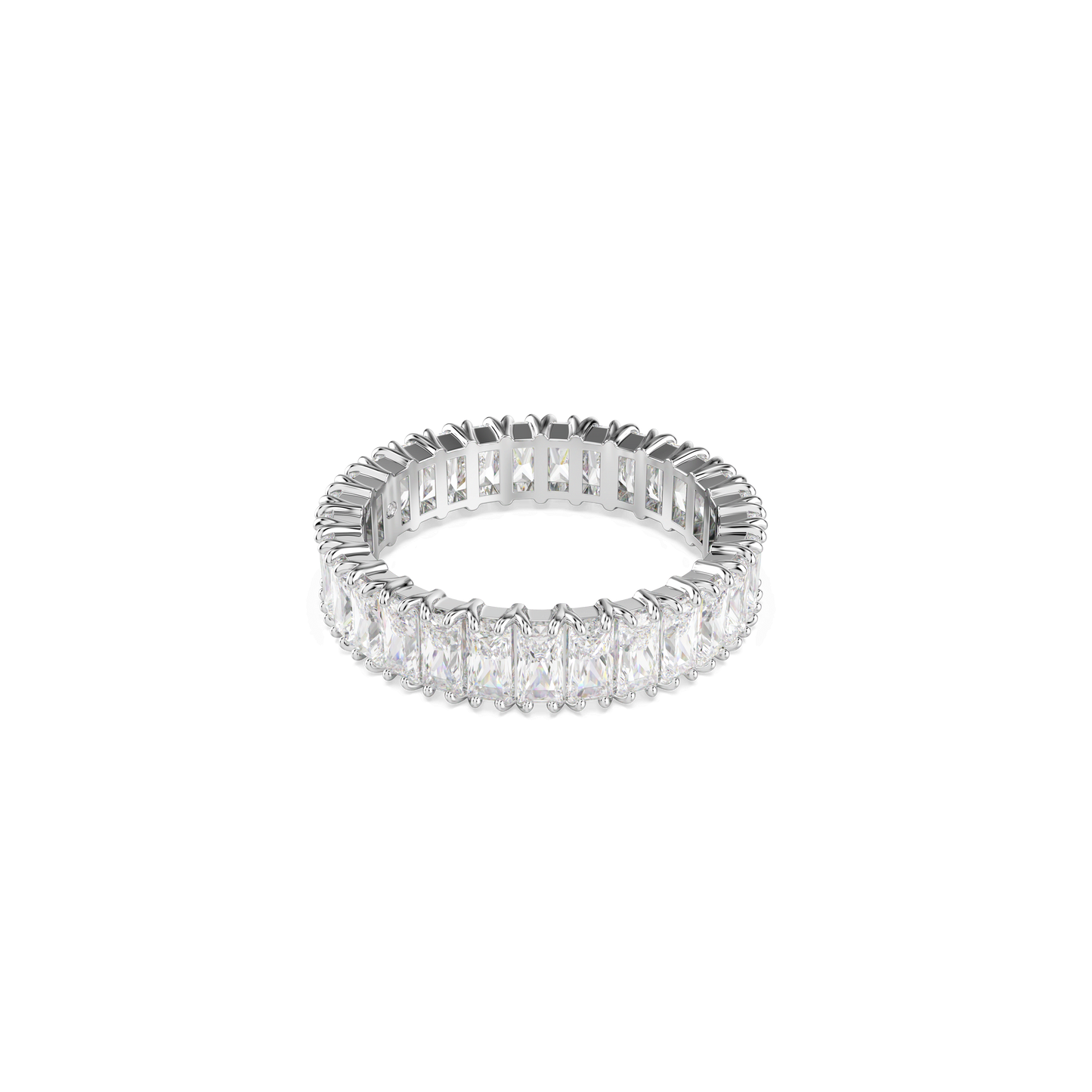Matrix ring, Baguette cut, White, Silver-tone finish 5714336