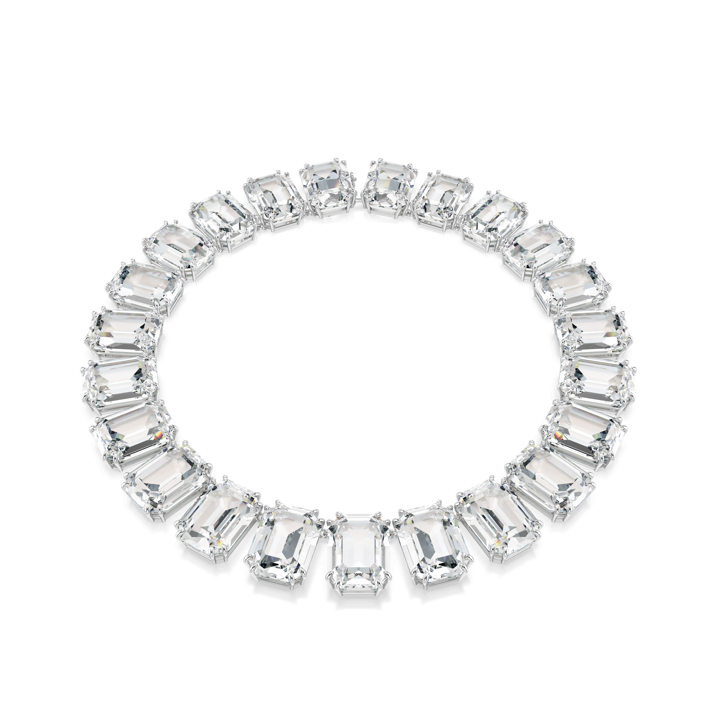 Millenia necklace, Oversized crystals, Octagon cut, White, Rhodium plated 5714395