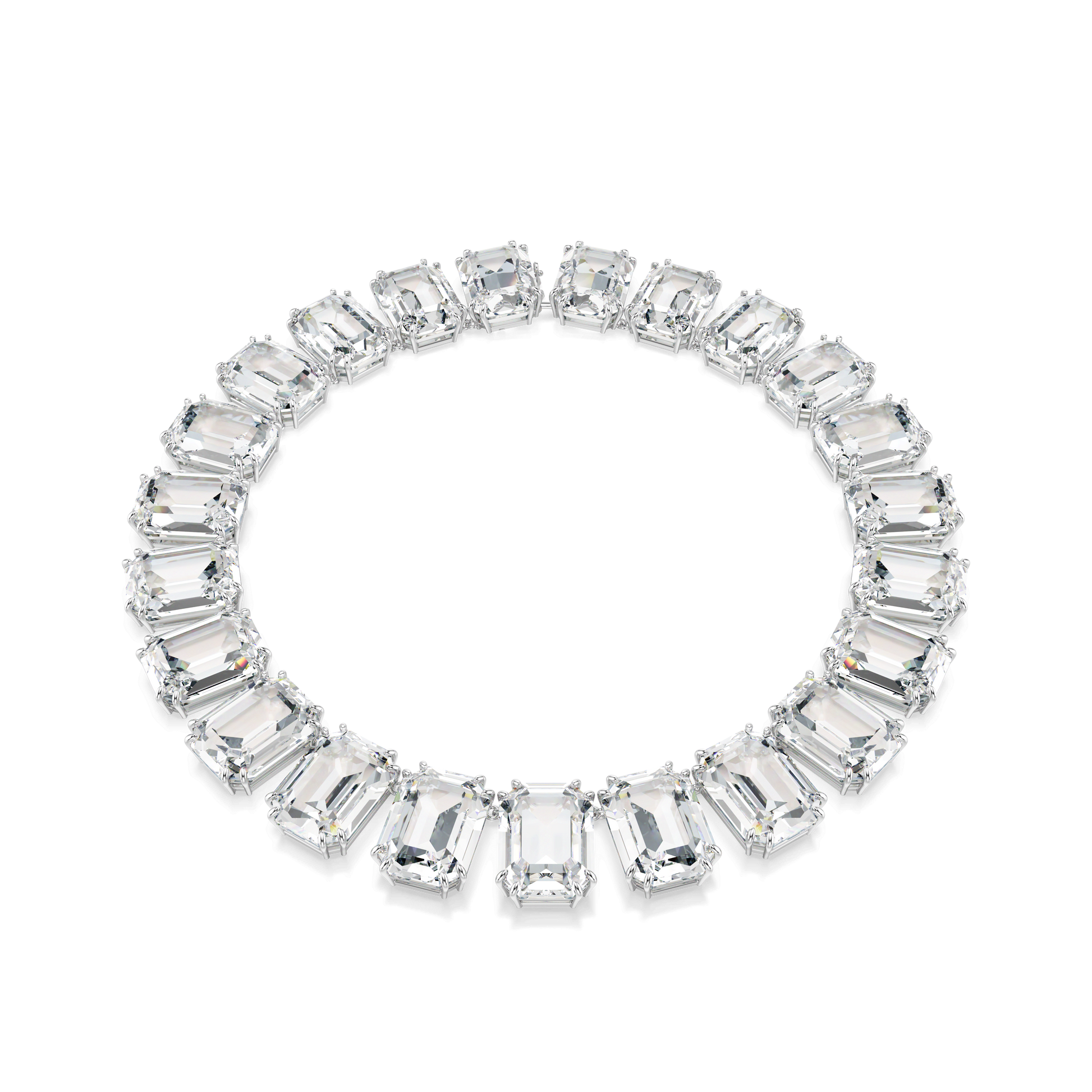 Millenia necklace, Oversized crystals, Octagon cut, White, Rhodium plated 5714395