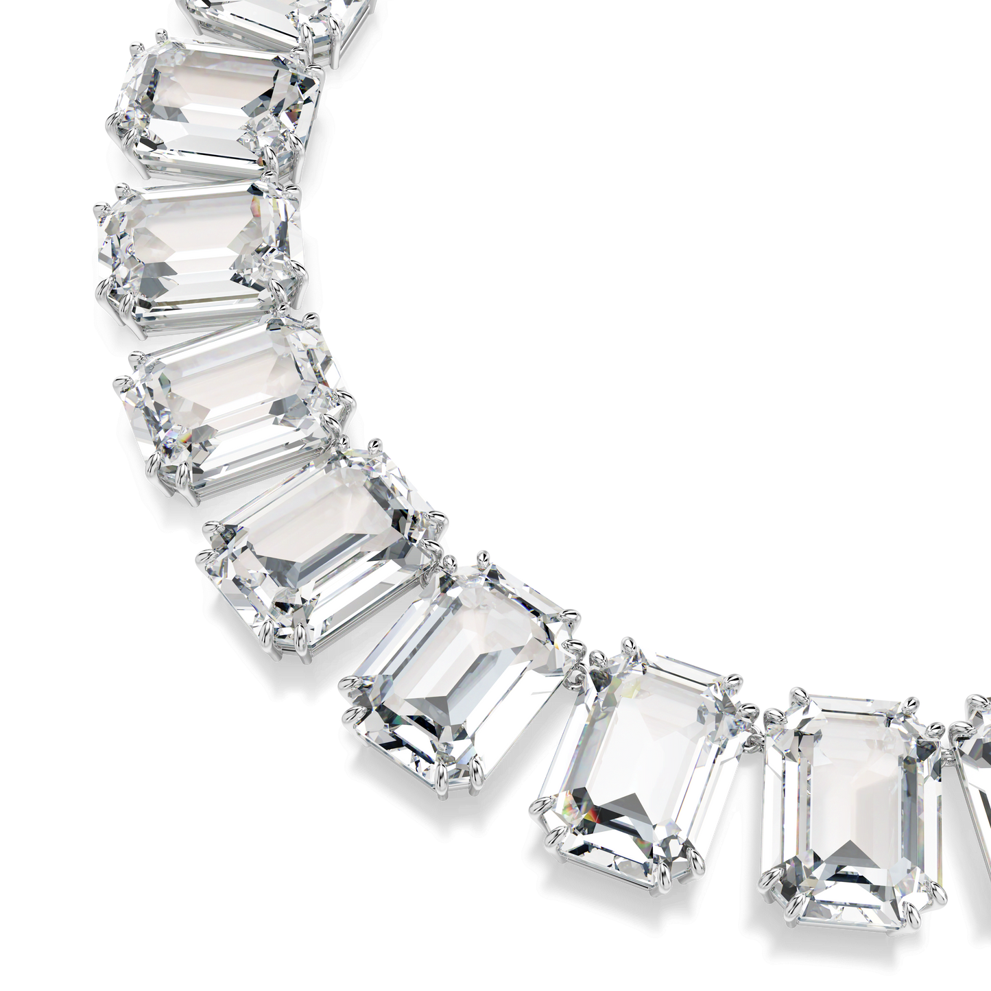 Millenia necklace, Oversized crystals, Octagon cut, White, Rhodium plated 5714395