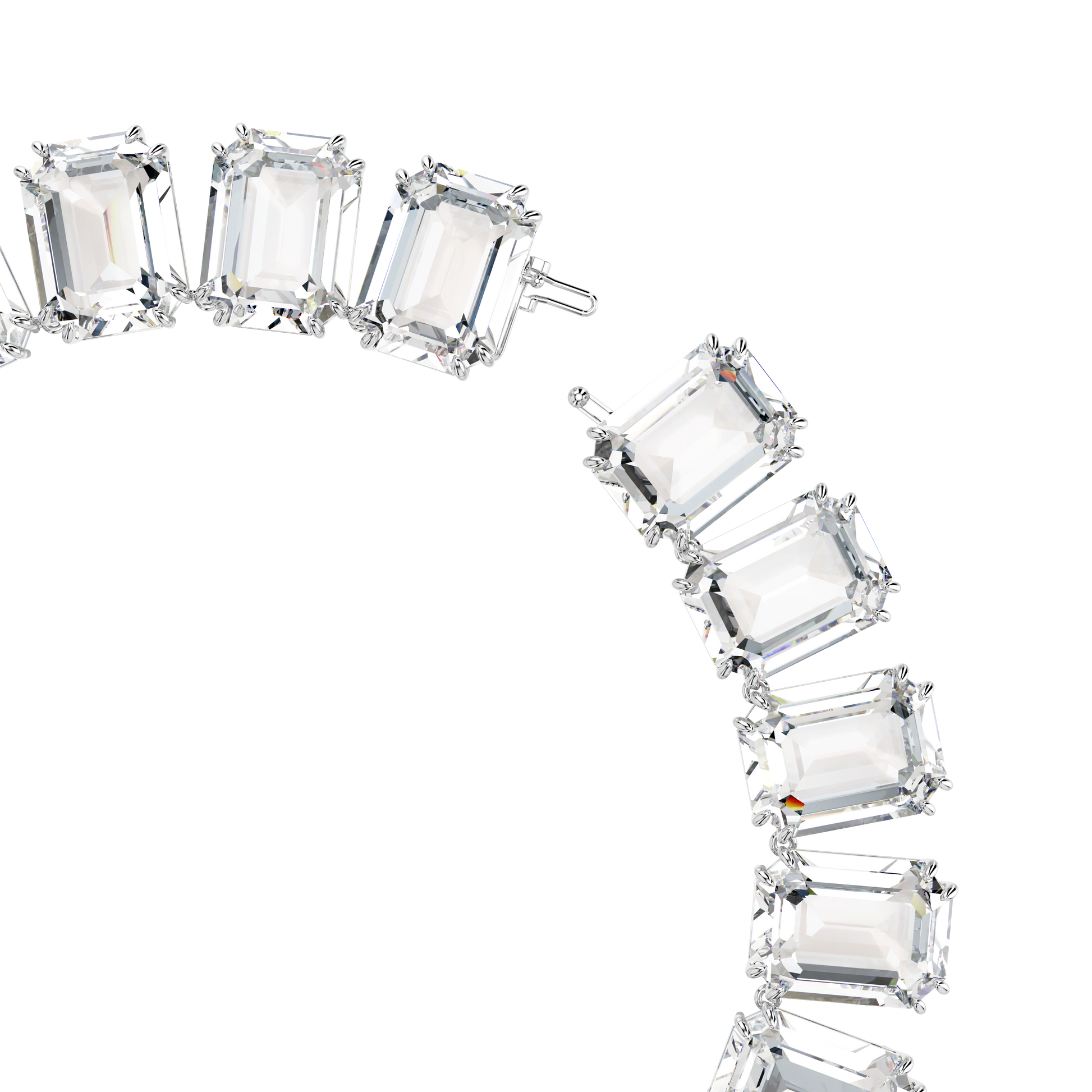 Millenia necklace, Oversized crystals, Octagon cut, White, Rhodium plated 5714395