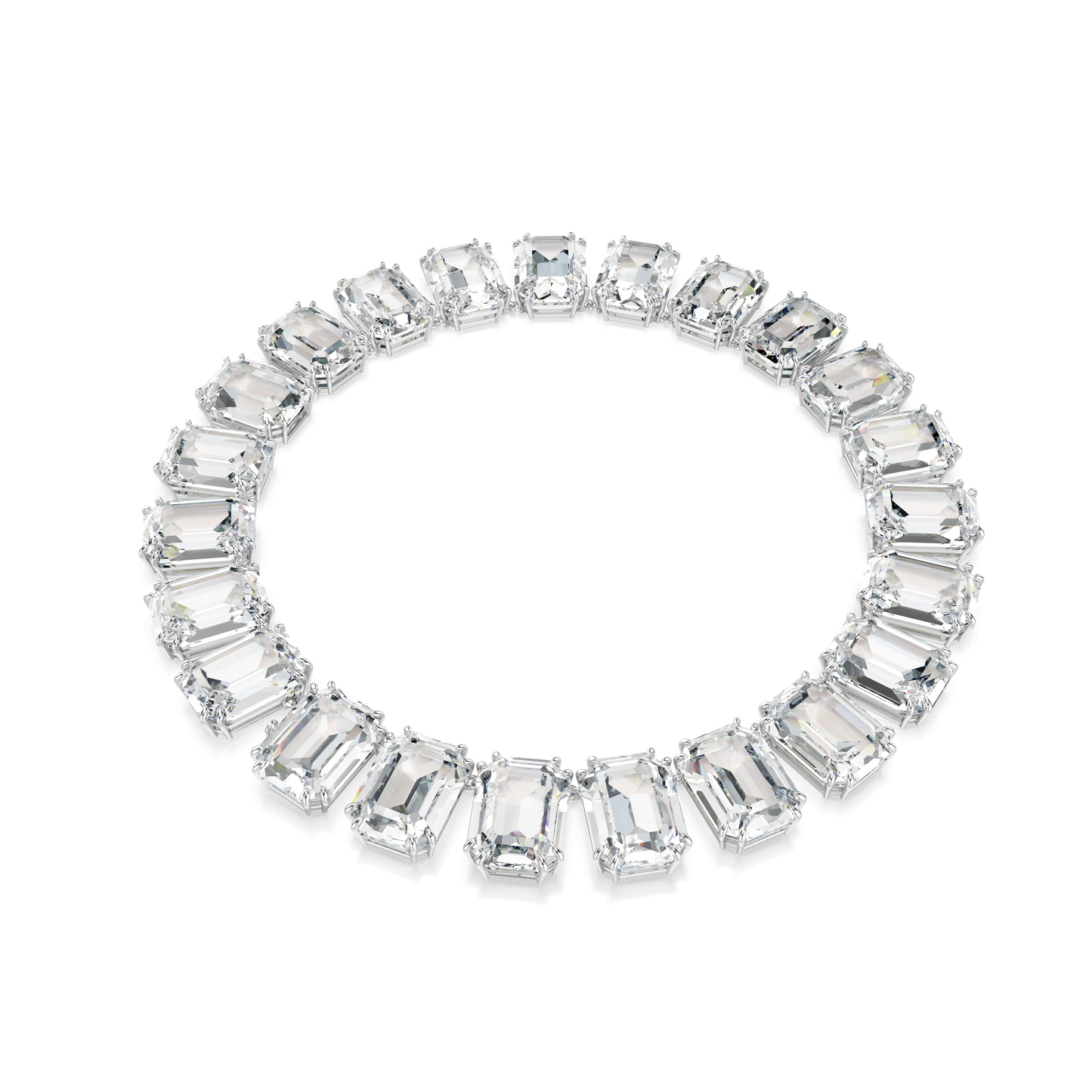 Millenia necklace, Oversized crystals, Octagon cut, White, Rhodium plated 5714395
