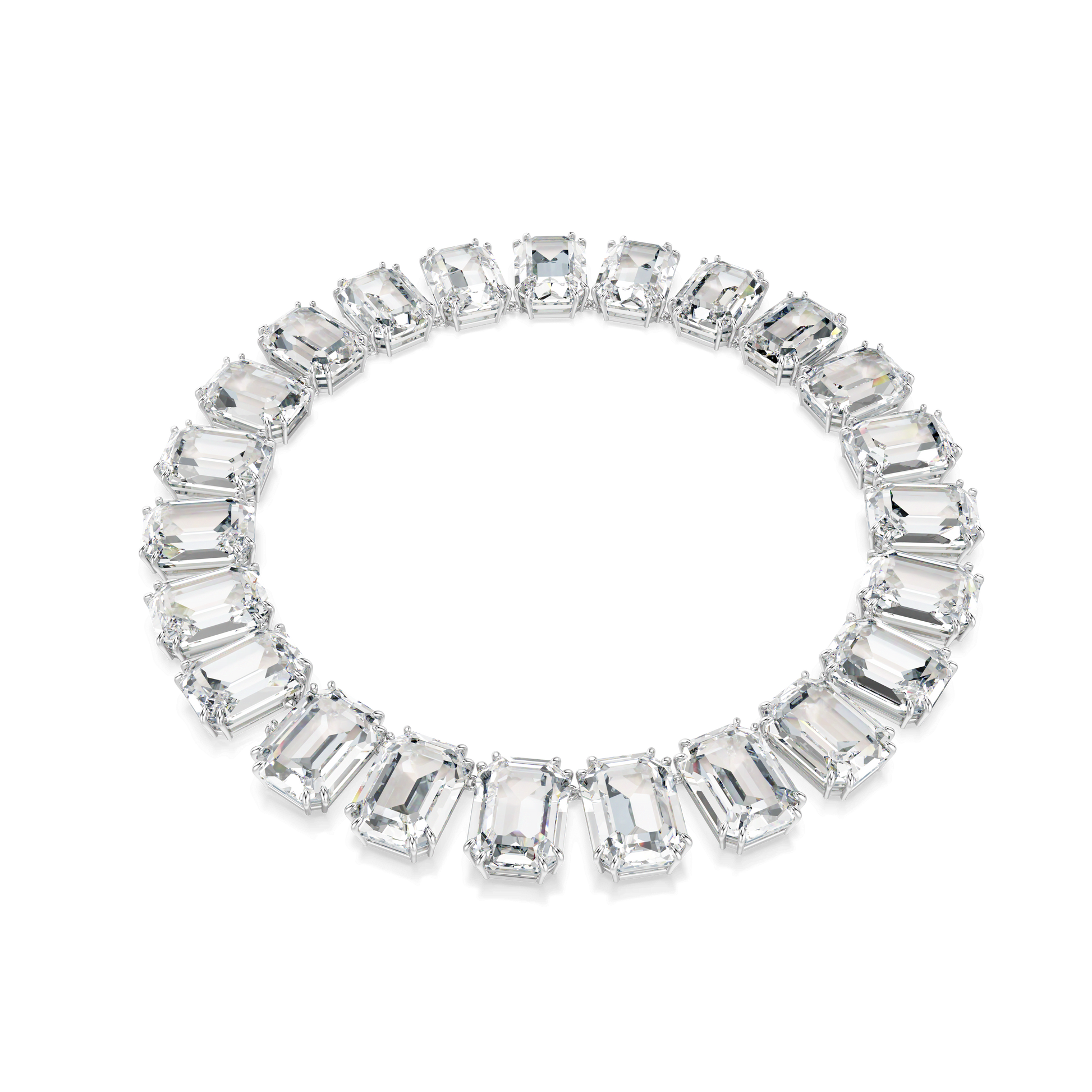 Millenia necklace, Oversized crystals, Octagon cut, White, Rhodium plated 5714395