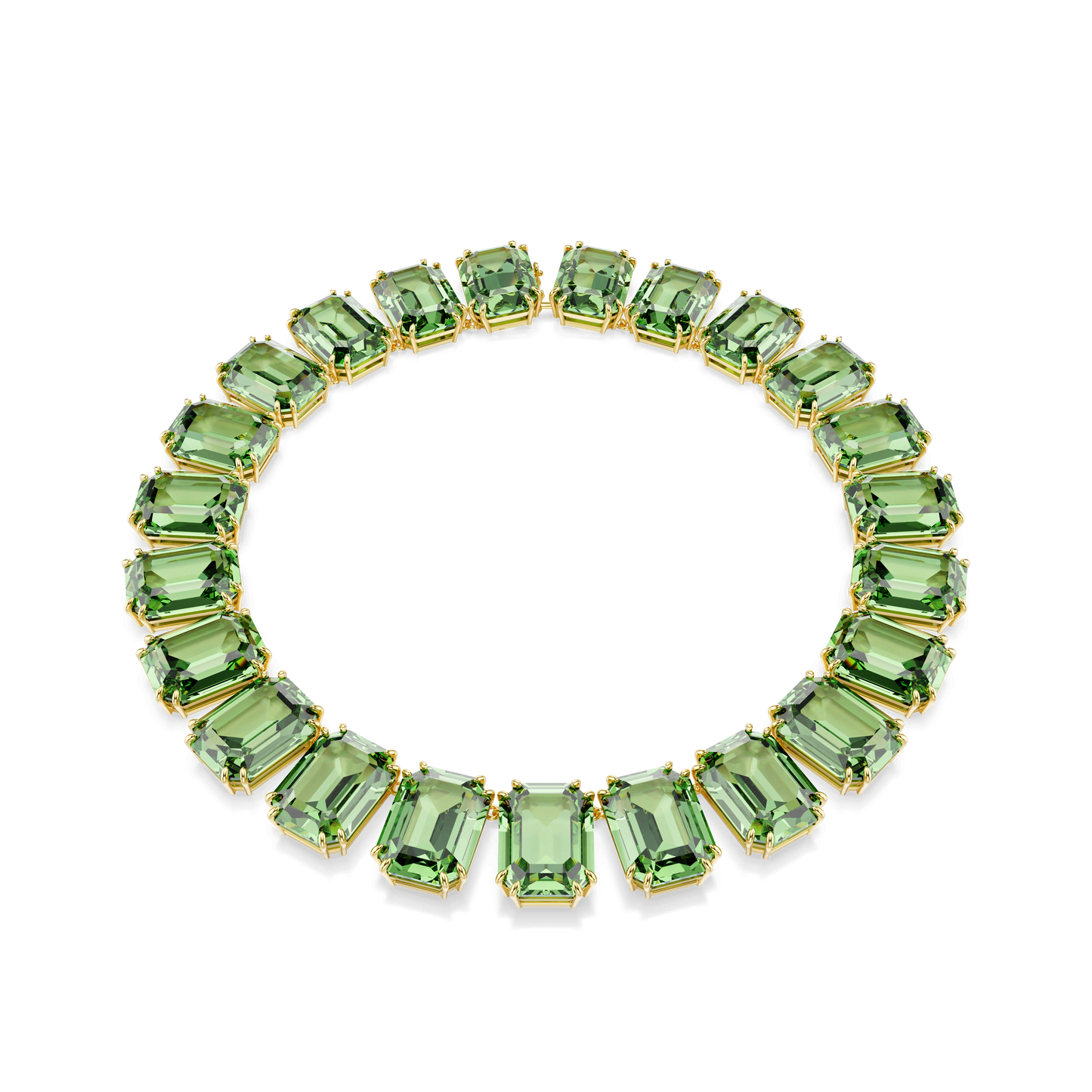 Millenia necklace, Oversized crystals, Octagon cut, Green, Gold-tone plated 5714396