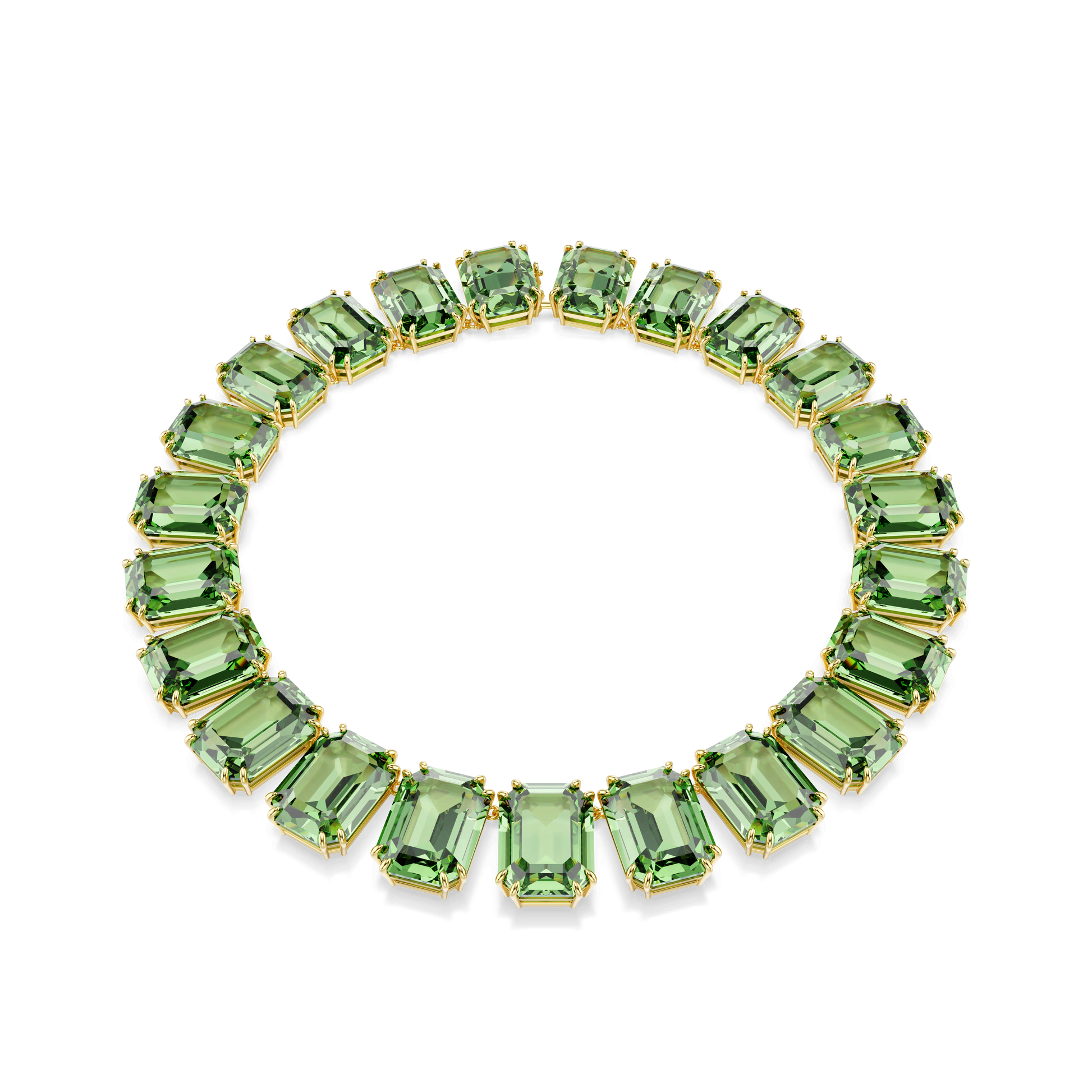 Millenia necklace, Oversized crystals, Octagon cut, Green, Gold-tone plated 5714396
