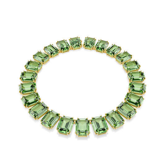 Millenia necklace, Oversized crystals, Octagon cut, Green, Gold-tone plated 5714396