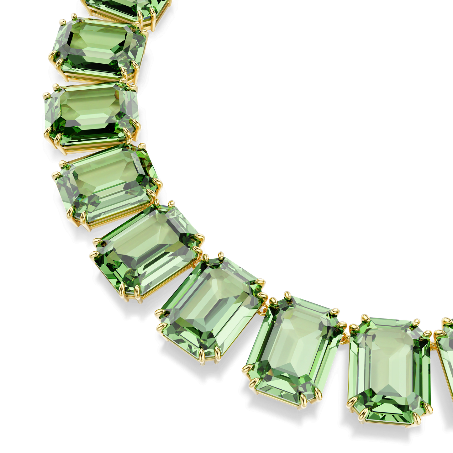 Millenia necklace, Oversized crystals, Octagon cut, Green, Gold-tone plated 5714396