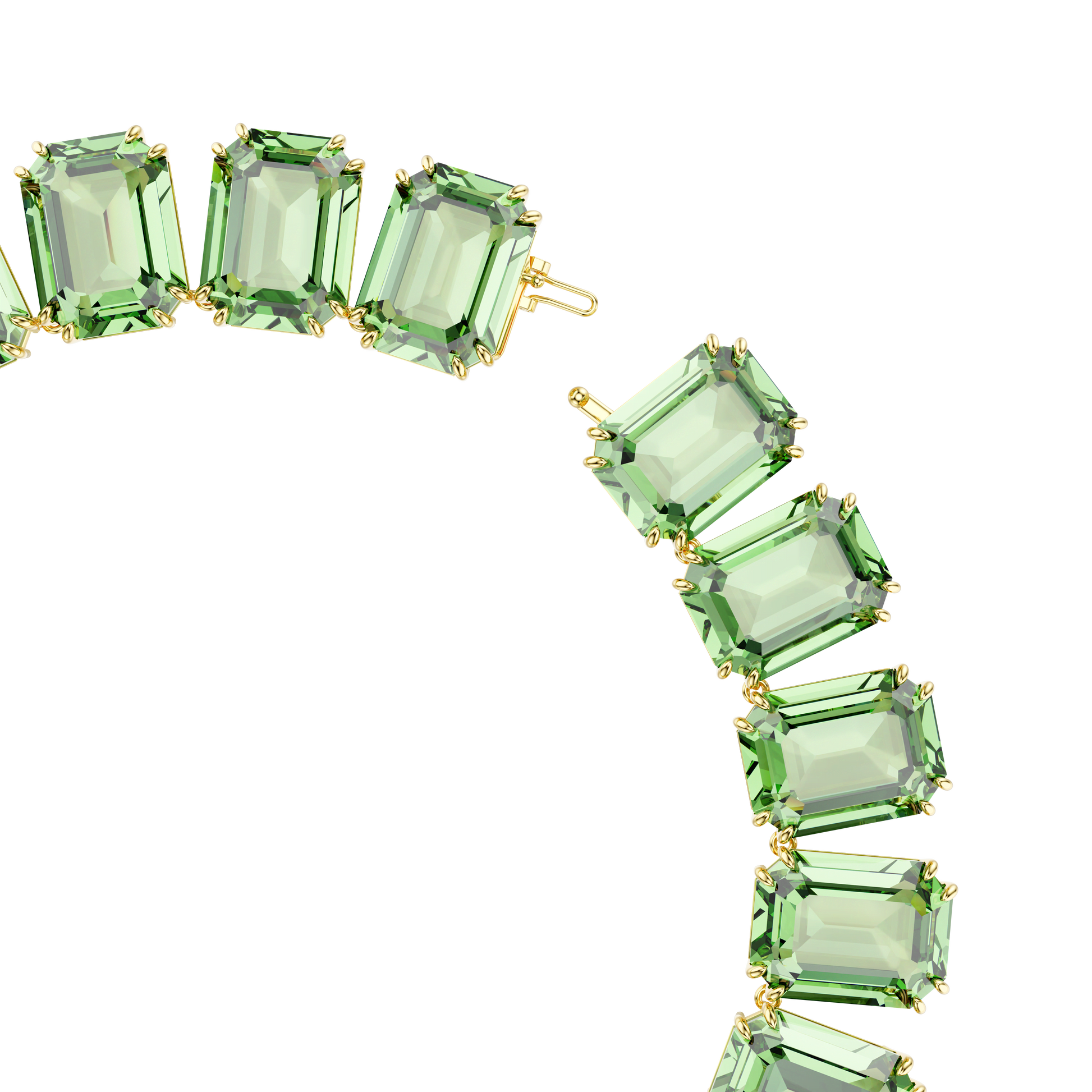 Millenia necklace, Oversized crystals, Octagon cut, Green, Gold-tone plated 5714396