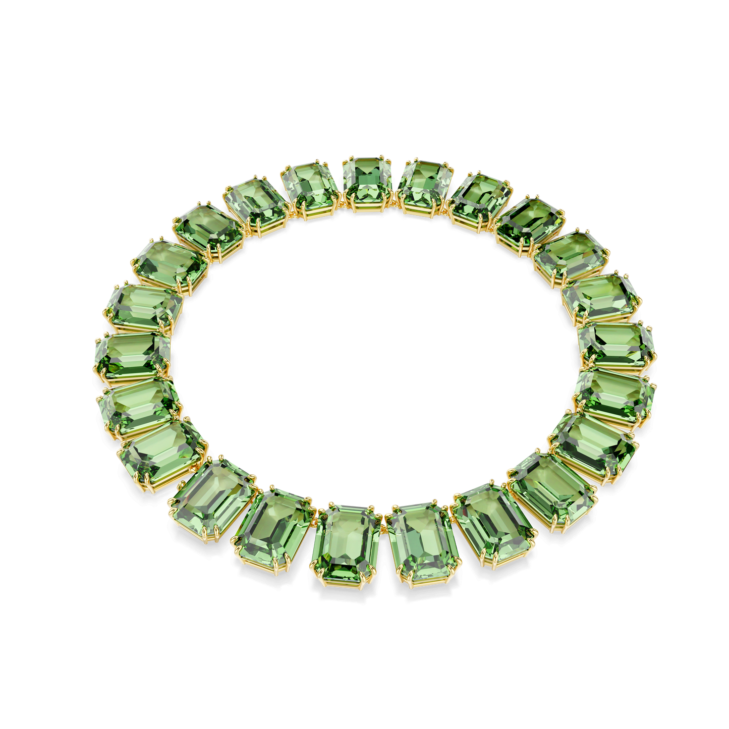 Millenia necklace, Oversized crystals, Octagon cut, Green, Gold-tone plated 5714396