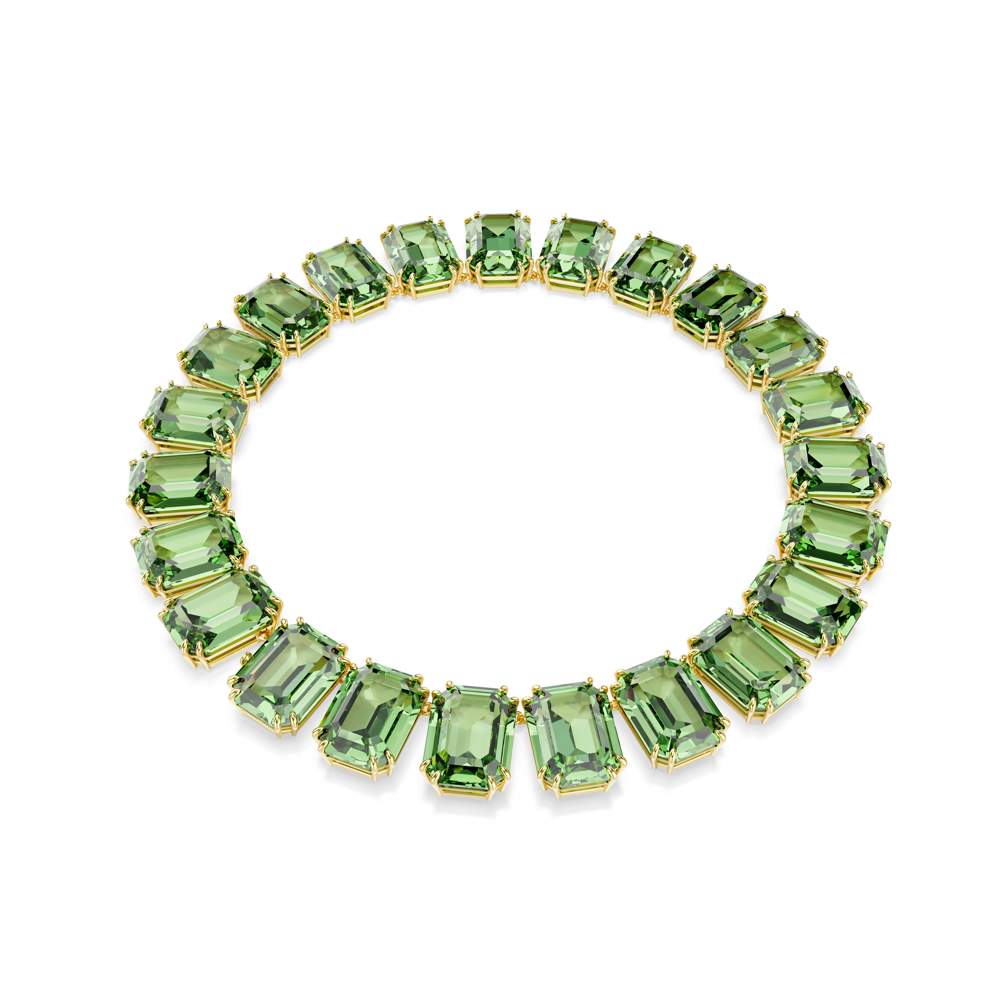 Millenia necklace, Oversized crystals, Octagon cut, Green, Gold-tone plated 5714396