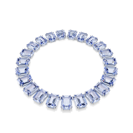 Millenia necklace, Oversized crystals, Octagon cut, Blue, Rhodium plated 5714397