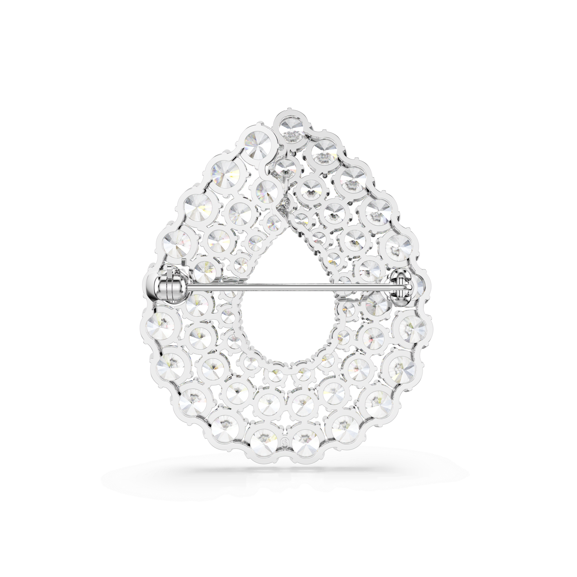 Matrix brooch, Round cut, White, Rhodium plated 5714648