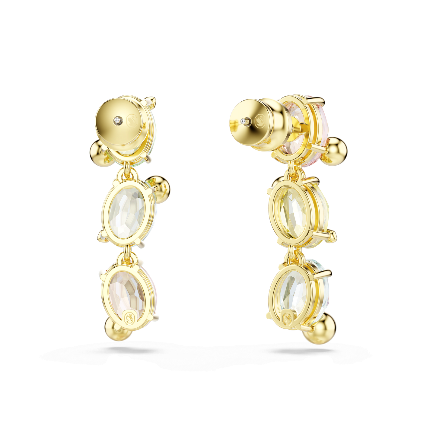 Gema drop earrings, Asymmetrical design, Mixed cuts, Multicolored, Gold-tone plated 5714815