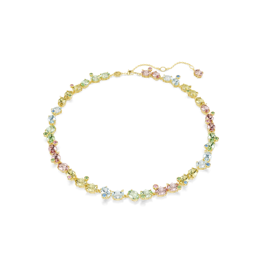 Gema Tennis necklace, Mixed cuts, Multicolored, Gold-tone plated 5714836