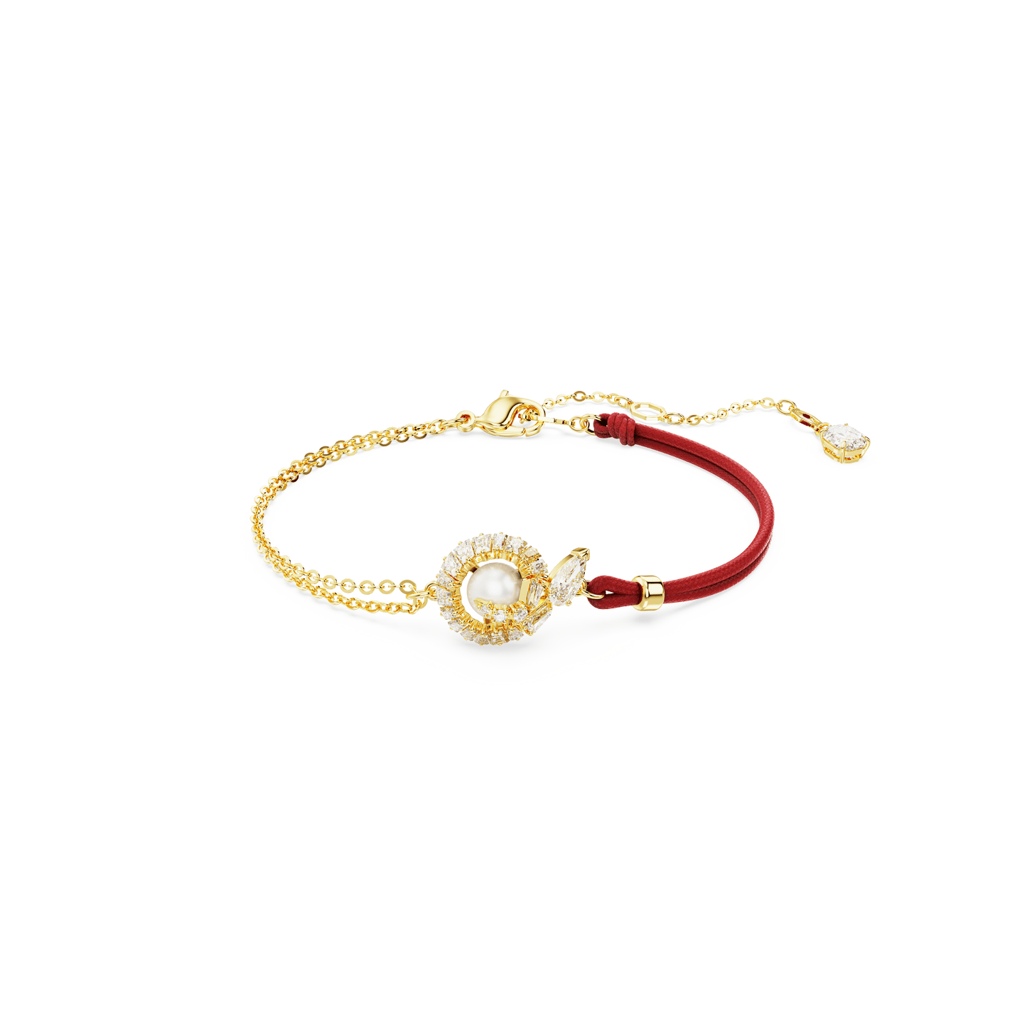Snake bracelet, Crystal pearl, Mixed cuts, Year of the Snake, Red, Gold-tone plated 5714850