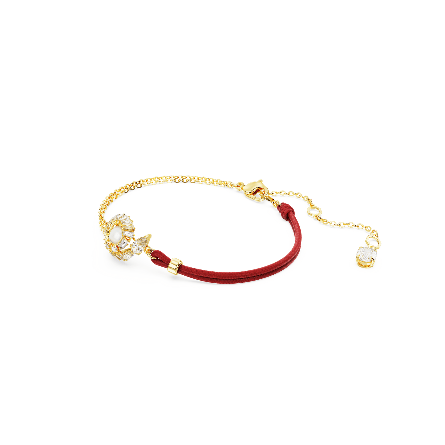 Snake bracelet, Crystal pearl, Mixed cuts, Year of the Snake, Red, Gold-tone plated 5714850