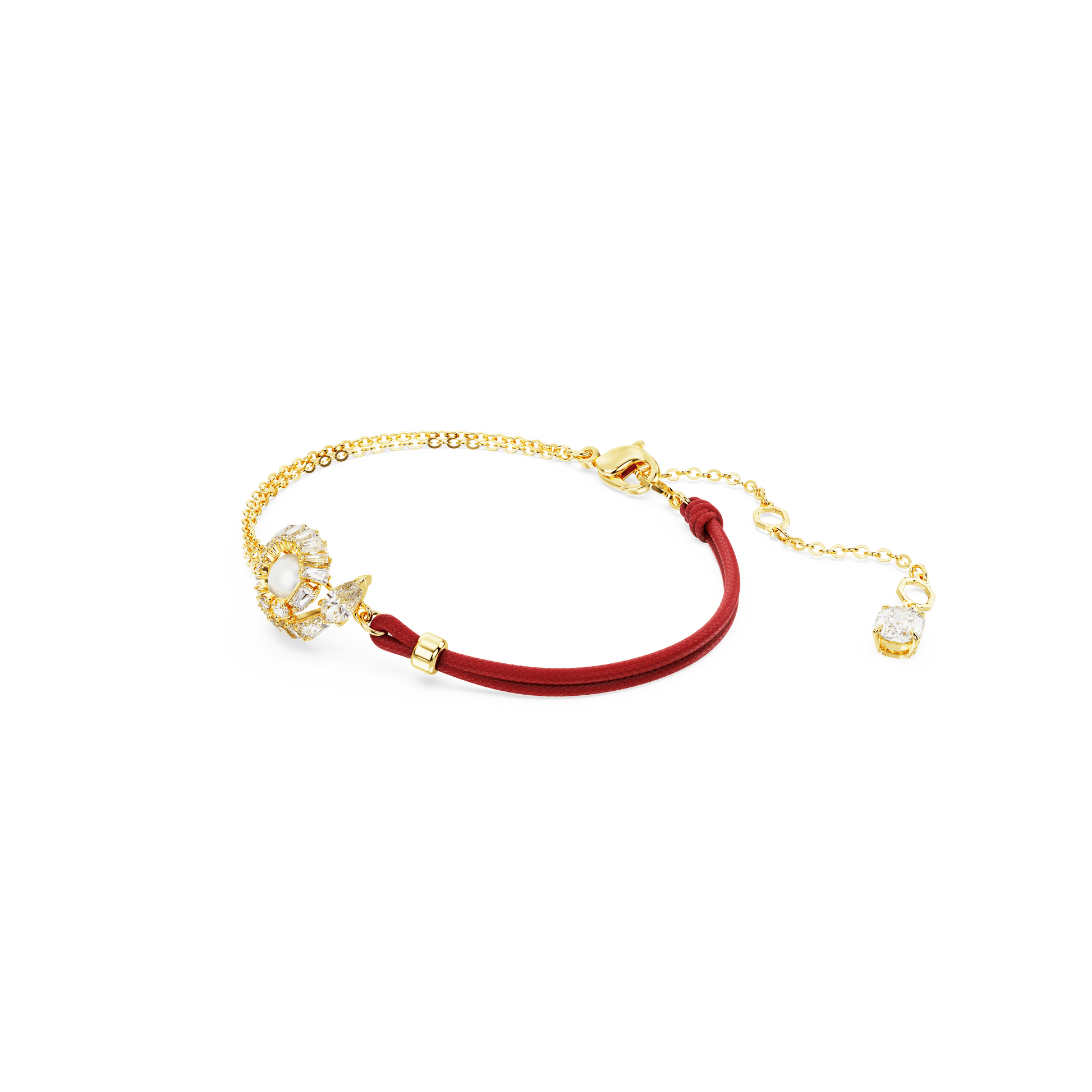 Snake bracelet, Crystal pearl, Mixed cuts, Year of the Snake, Red, Gold-tone plated 5714850