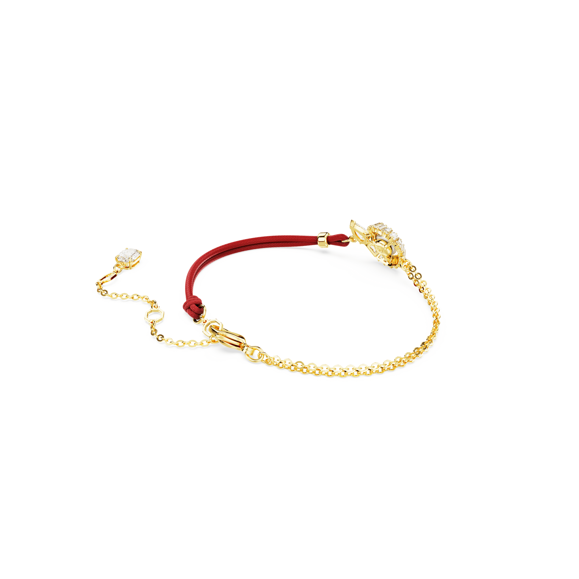 Snake bracelet, Crystal pearl, Mixed cuts, Year of the Snake, Red, Gold-tone plated 5714850