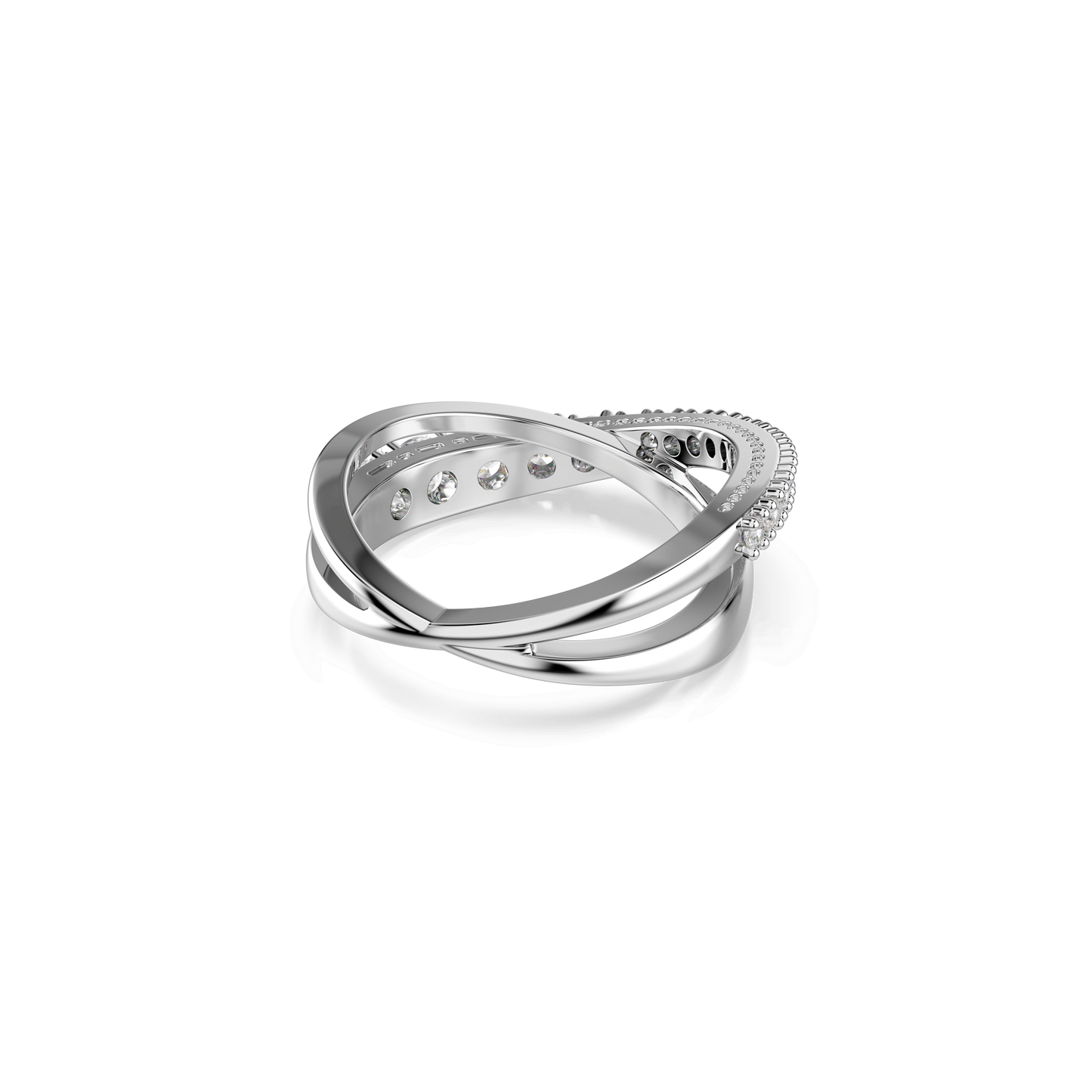 Hyperbola ring, Mixed cuts, White, Silver-tone finish