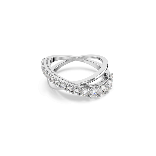 Hyperbola ring, Mixed cuts, White, Silver-tone finish 5714954