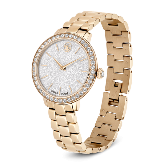 Matrix 3-link watch, Swiss Made, Metal bracelet, Gold tone, Champagne gold-tone finish 5715026