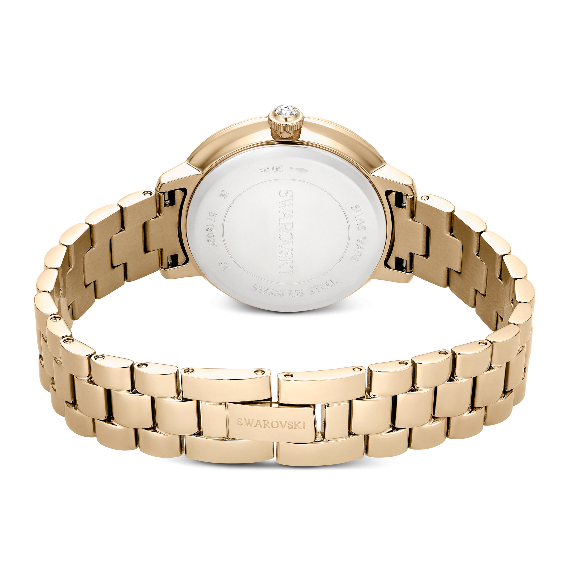 Matrix 3-link watch, Swiss Made, Metal bracelet, Gold tone, Champagne gold-tone finish 5715026