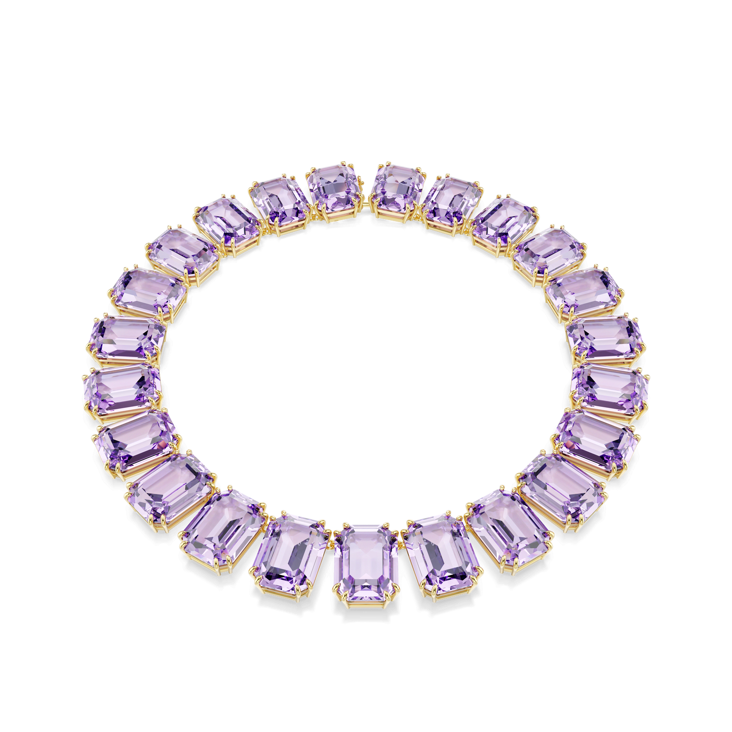 Millenia necklace, Oversized crystals, Octagon cut, Purple, Gold-tone plated 5715330