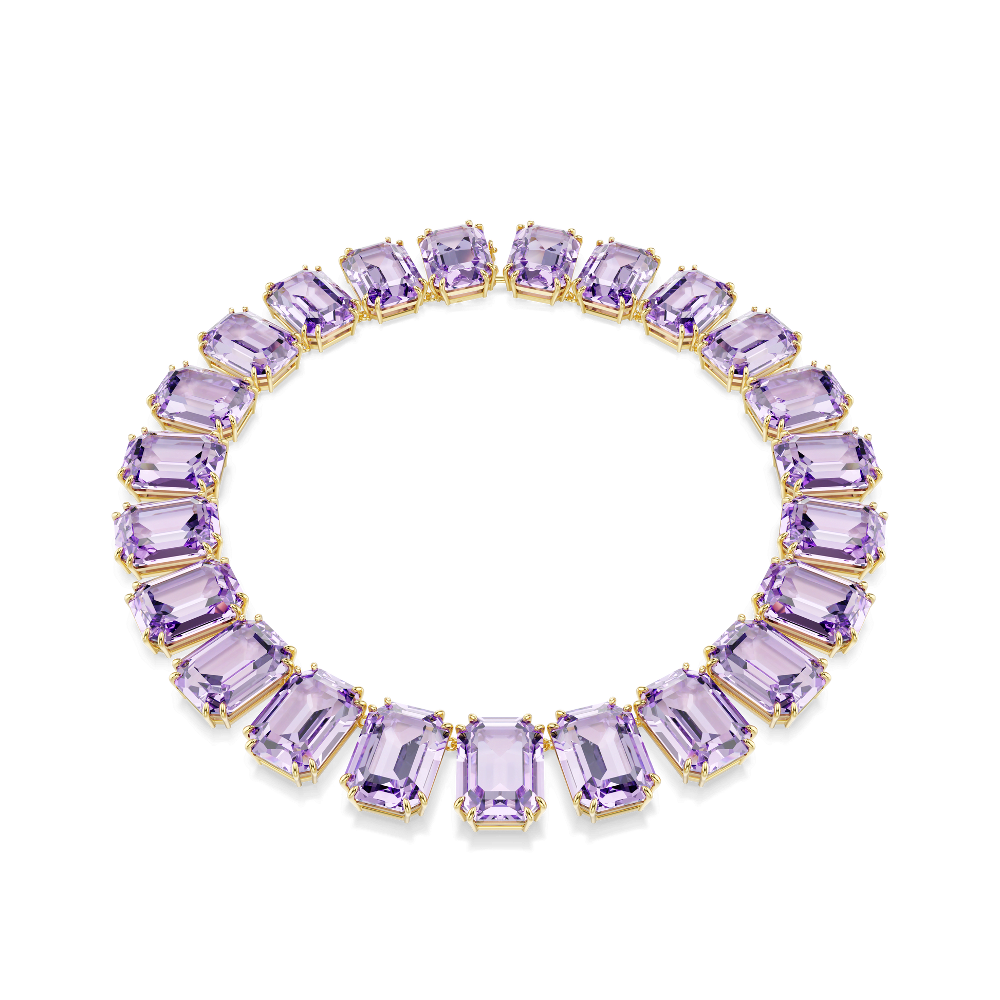 Millenia necklace, Oversized crystals, Octagon cut, Purple, Gold-tone plated 5715330