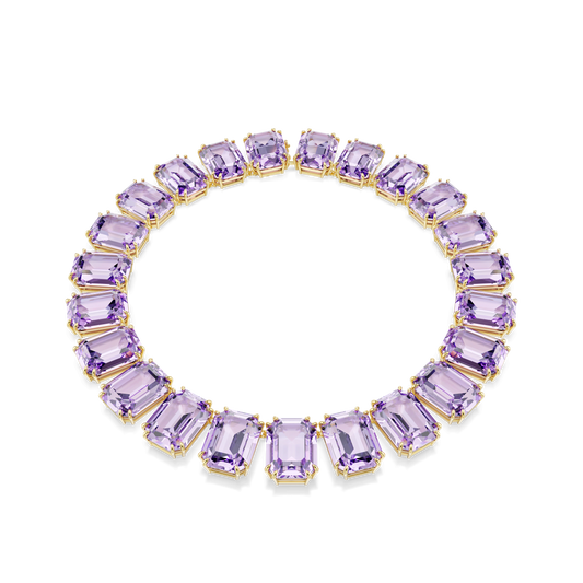 Millenia necklace, Oversized crystals, Octagon cut, Purple, Gold-tone plated 5715330