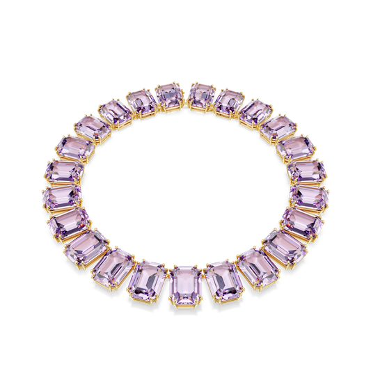 Swarovski Millenia Tennis necklace, Octagon cut, Purple, Gold-tone plated