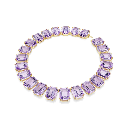 Millenia necklace, Oversized crystals, Octagon cut, Purple, Gold-tone plated 5715330