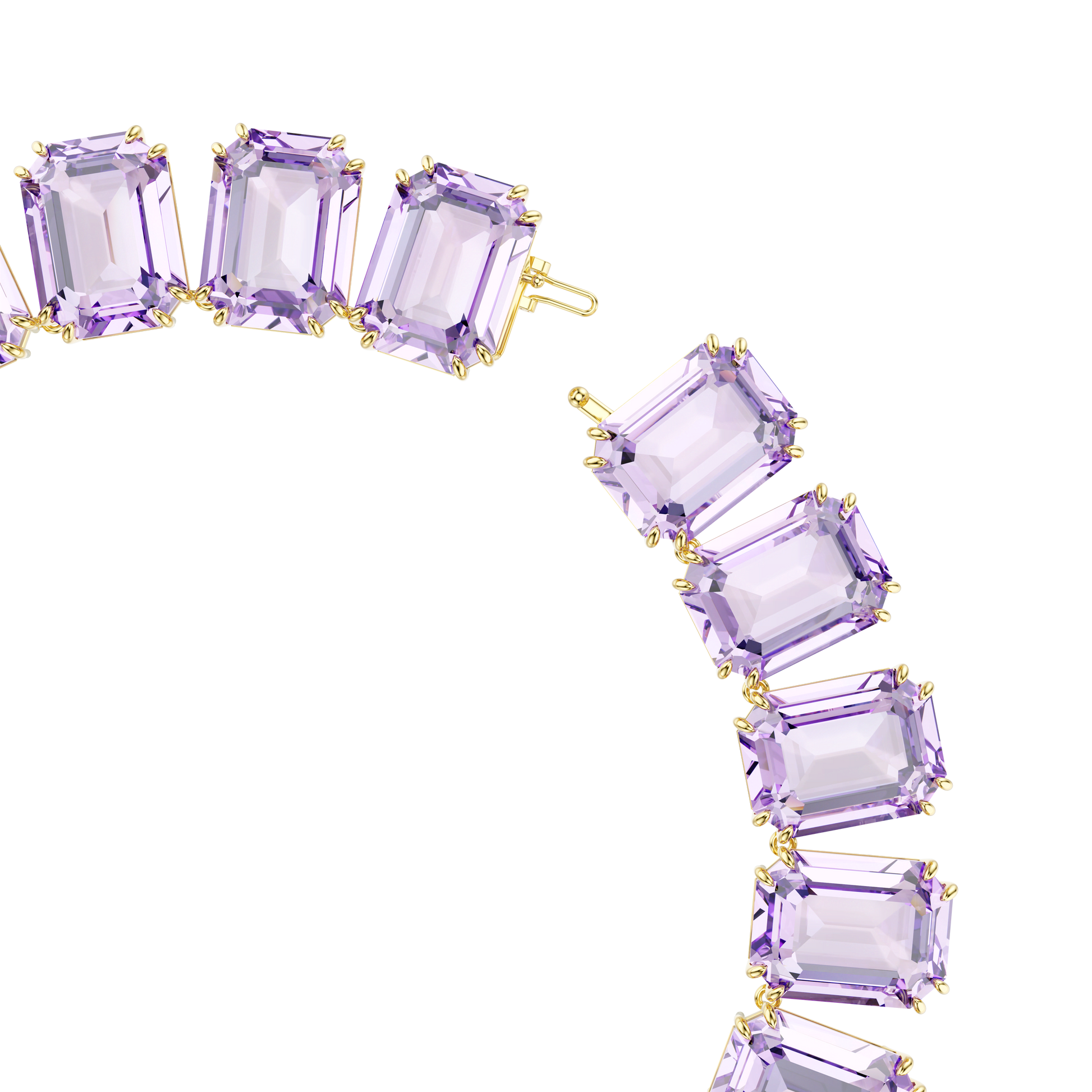 Millenia necklace, Oversized crystals, Octagon cut, Purple, Gold-tone plated 5715330