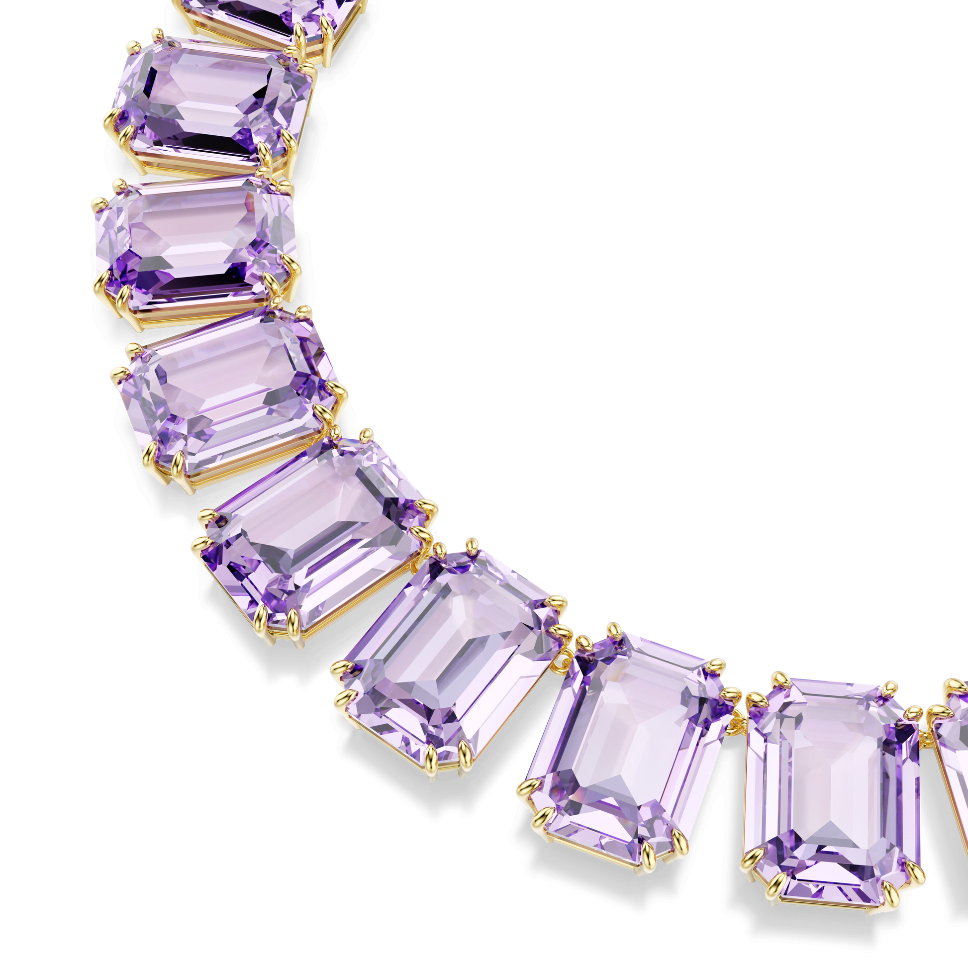 Millenia necklace, Oversized crystals, Octagon cut, Purple, Gold-tone plated 5715330