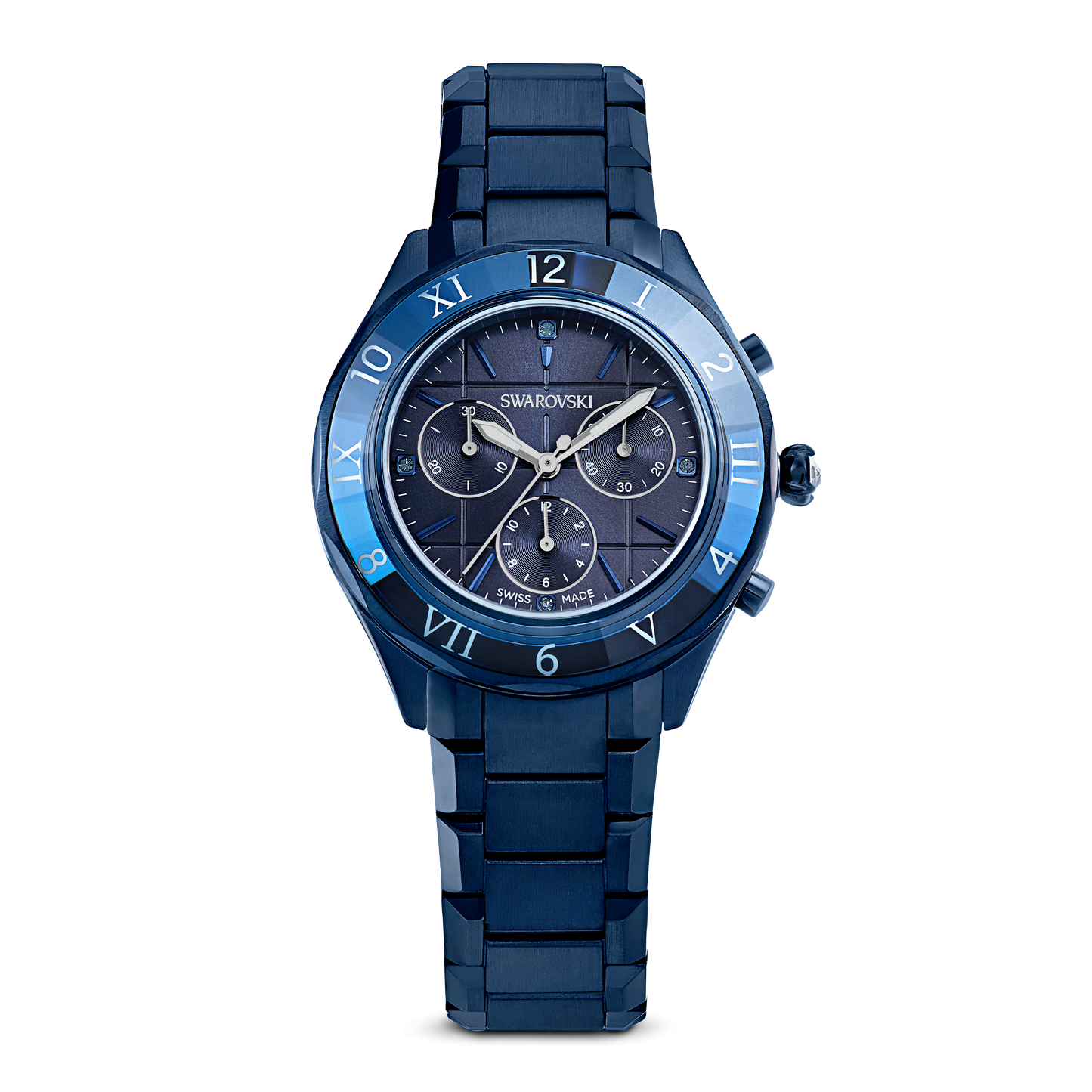 Dextera chrono watch, 39mm, Swiss Made, Metal bracelet, Blue, Blue finish 5715457