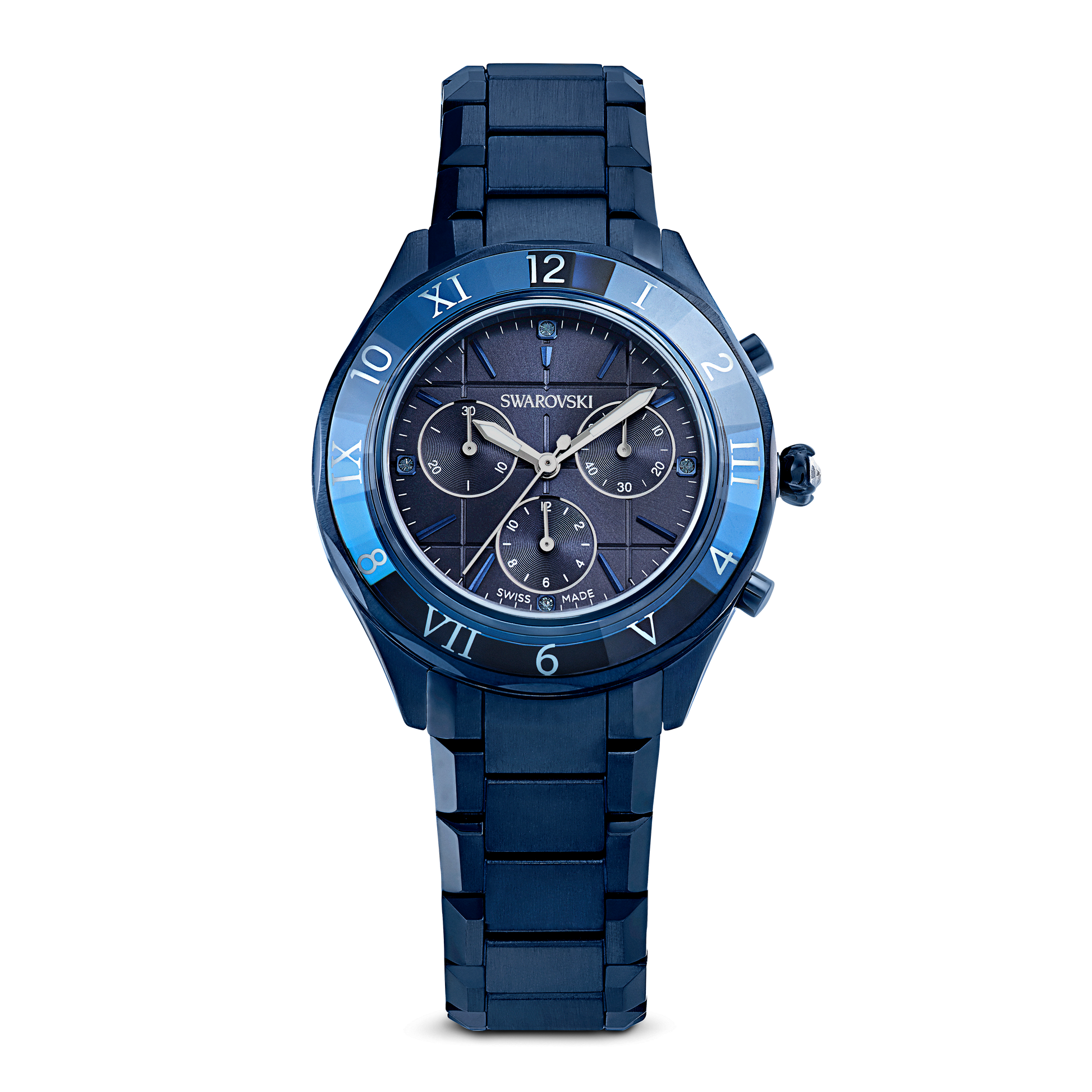 Dextera chrono watch, 39mm, Swiss Made, Metal bracelet, Blue, Blue finish 5715457