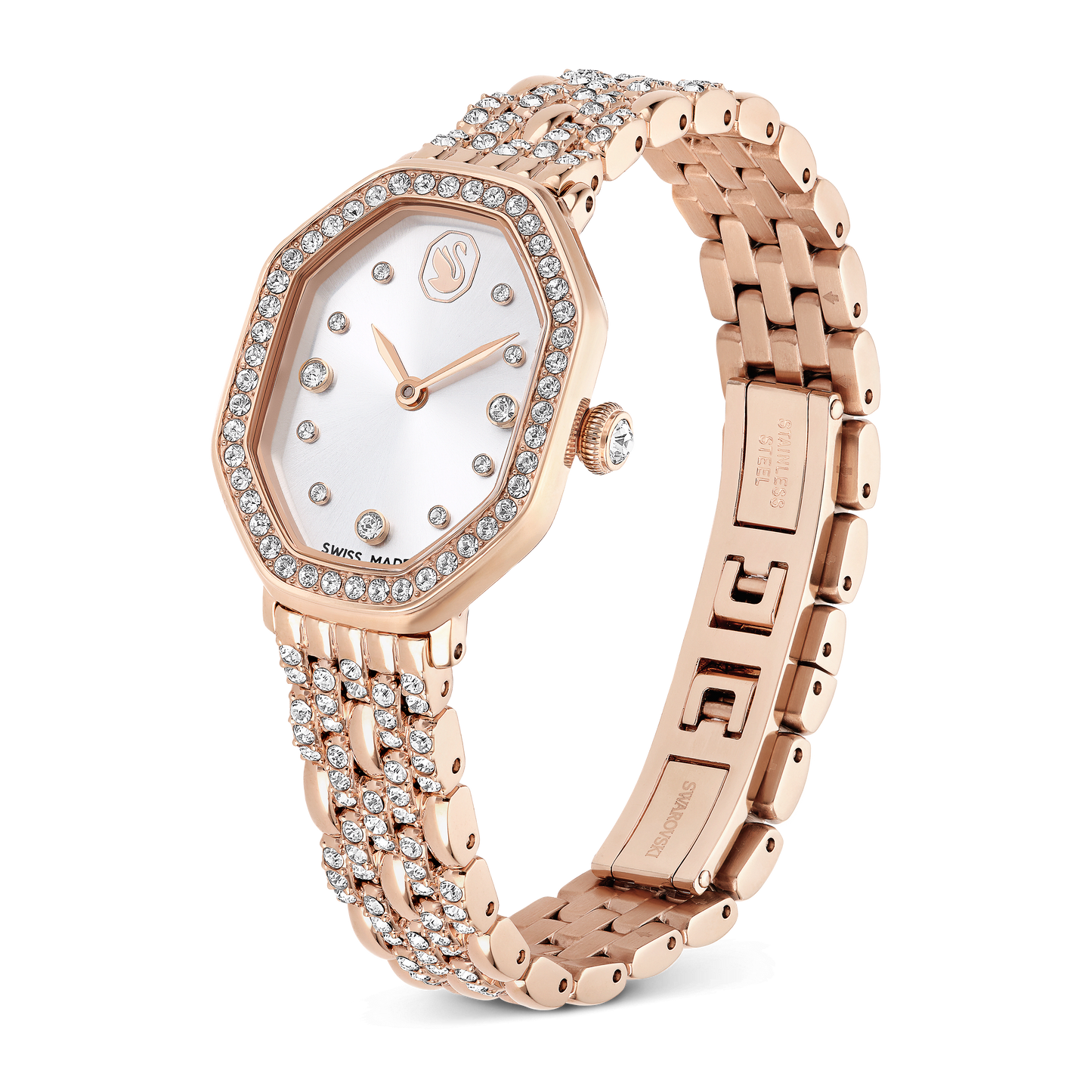 Dextera octagon watch, Swiss Made, Metal bracelet, Gold tone, Rose gold-tone finish 5715517
